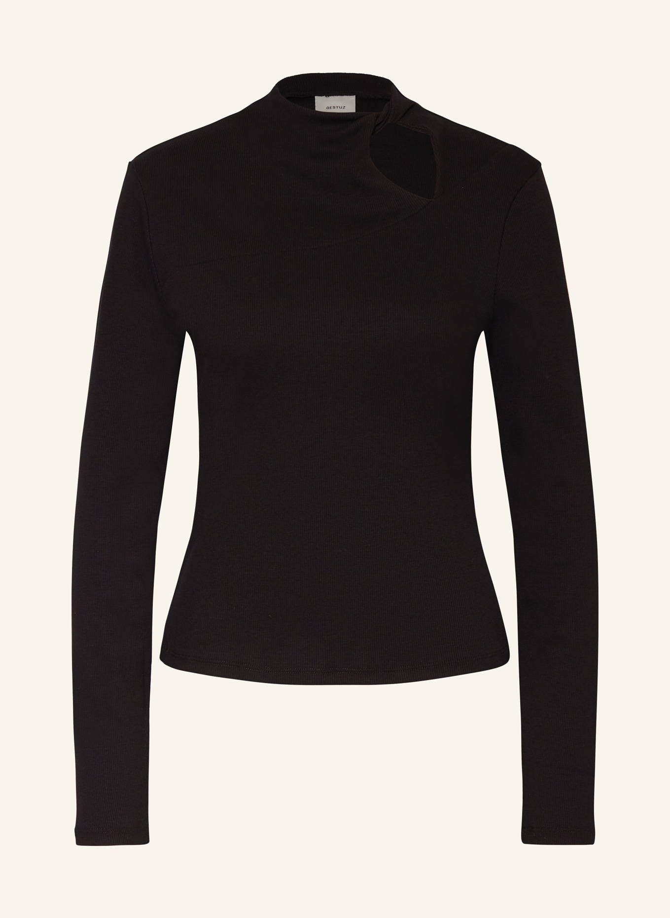 GESTUZ Long sleeve shirt DREWGZ with cut-out, Color: BLACK (Image 1)