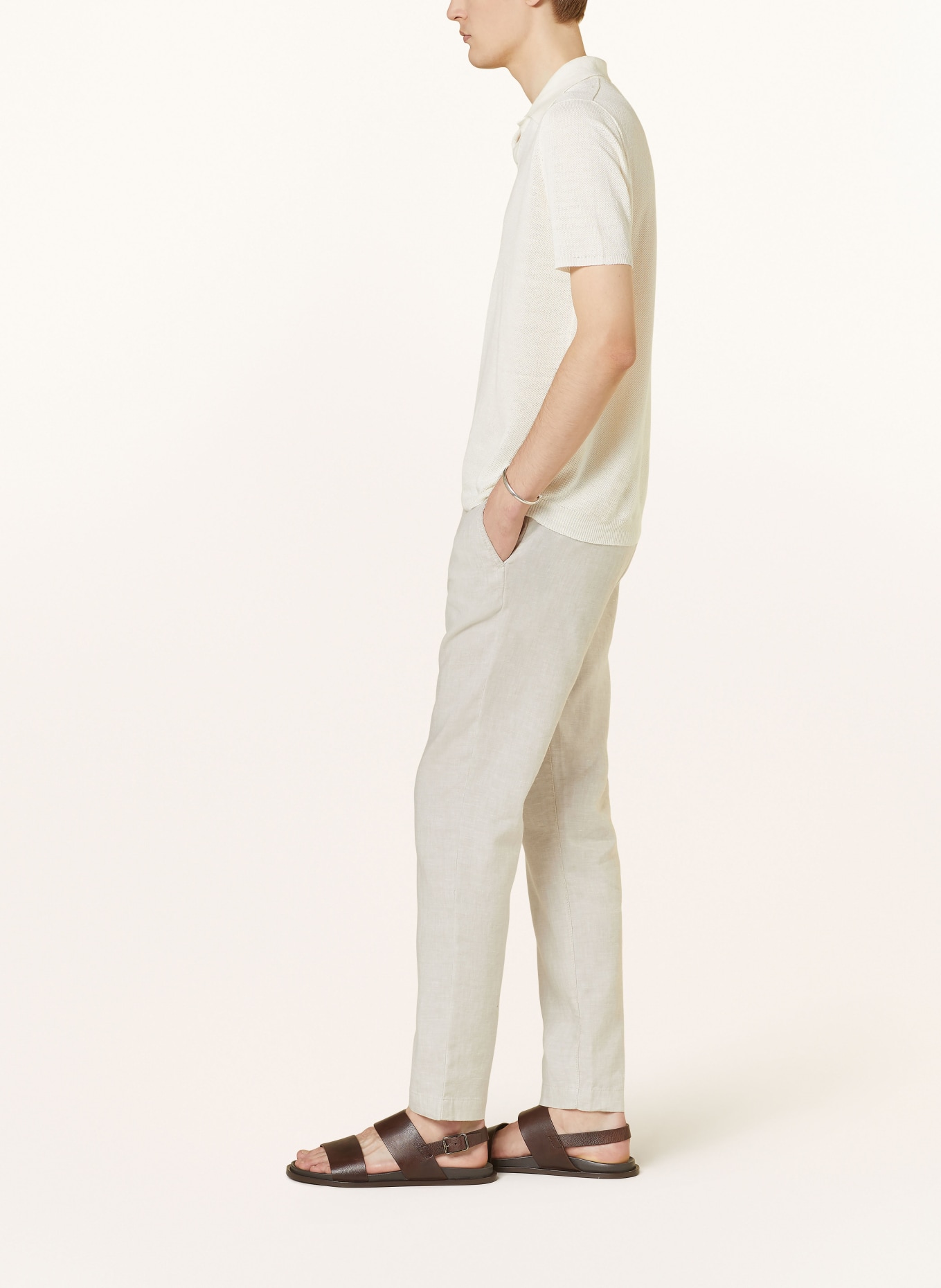 BOSS Chinos SANDERSON tapered fit with linen, Color: BEIGE (Image 4)