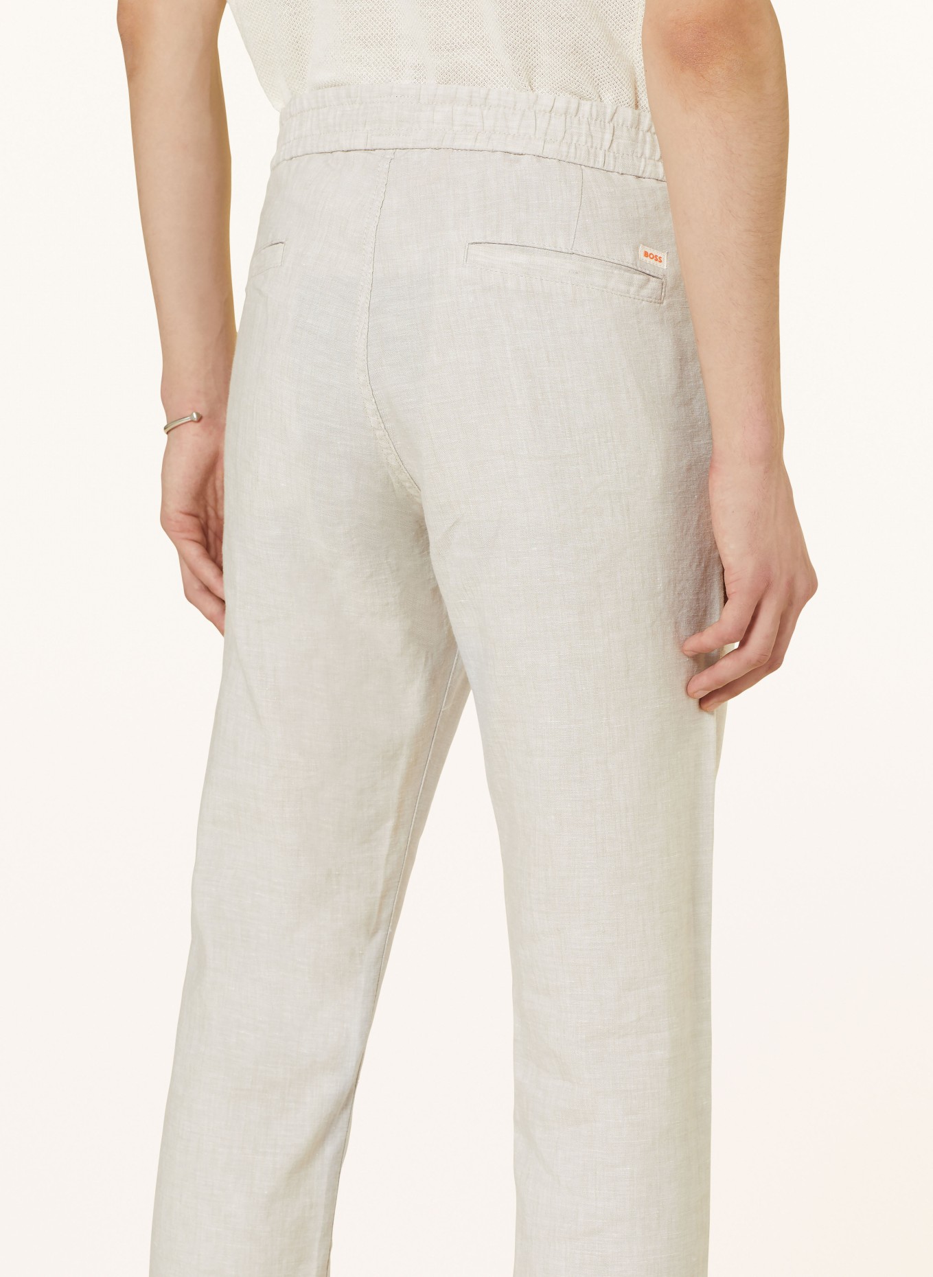 BOSS Chinos SANDERSON tapered fit with linen, Color: BEIGE (Image 5)