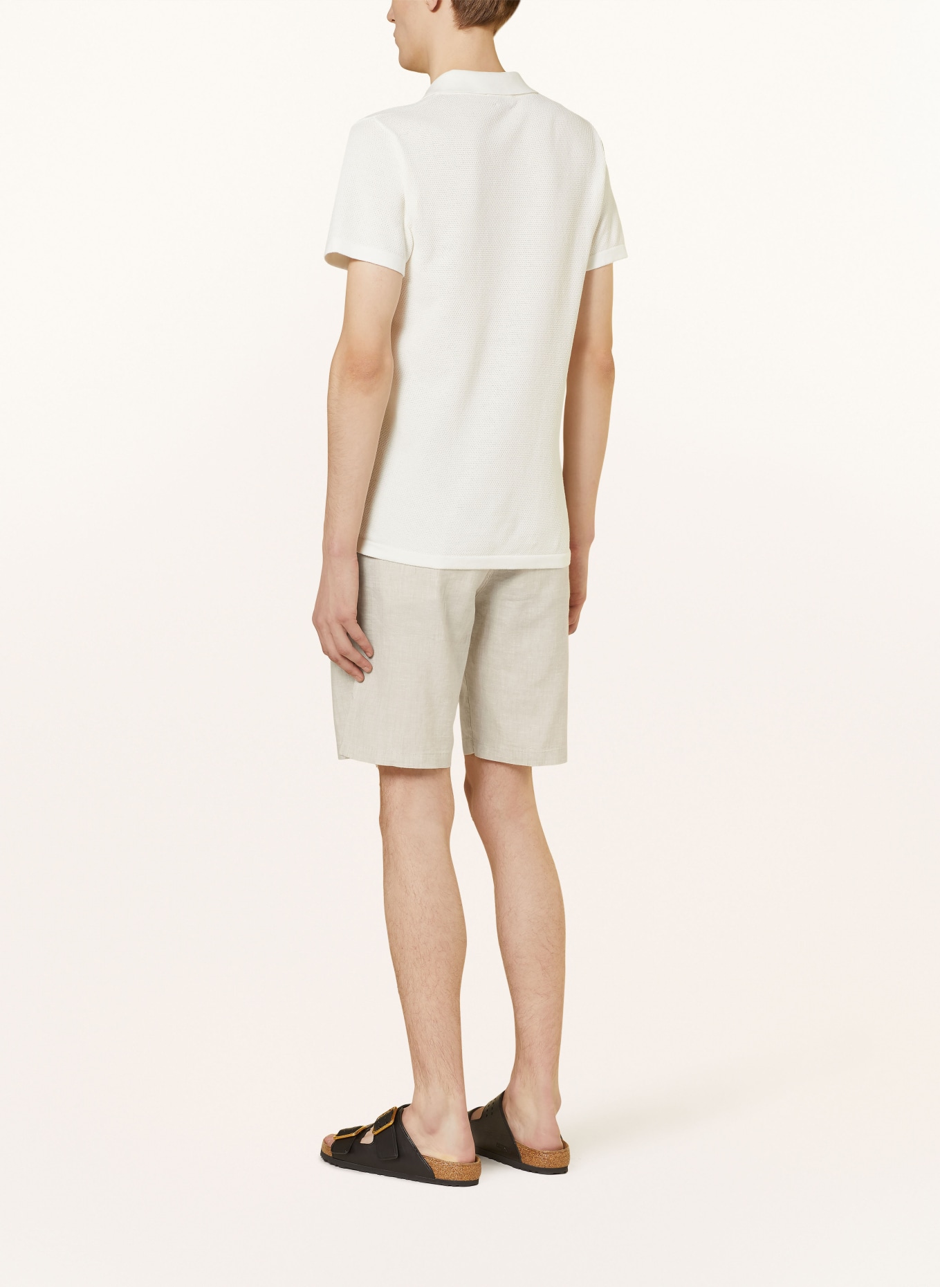 BOSS Chino shorts tapered fit with linen, Color: BEIGE (Image 3)