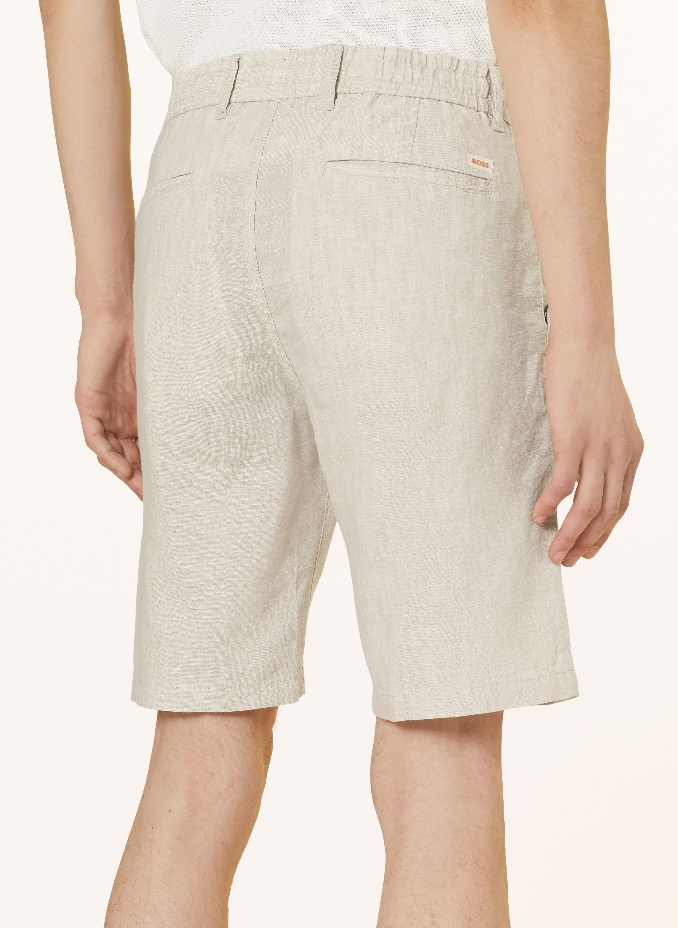 BOSS Chino shorts tapered fit with linen, Color: BEIGE (Image 6)
