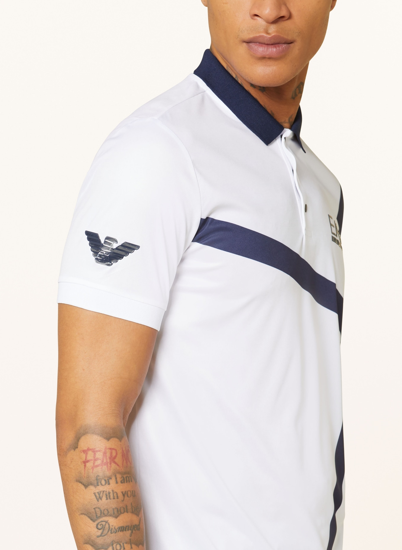 EA7 EMPORIO ARMANI Performance polo shirt PRO, Color: WHITE/ DARK BLUE (Image 4)