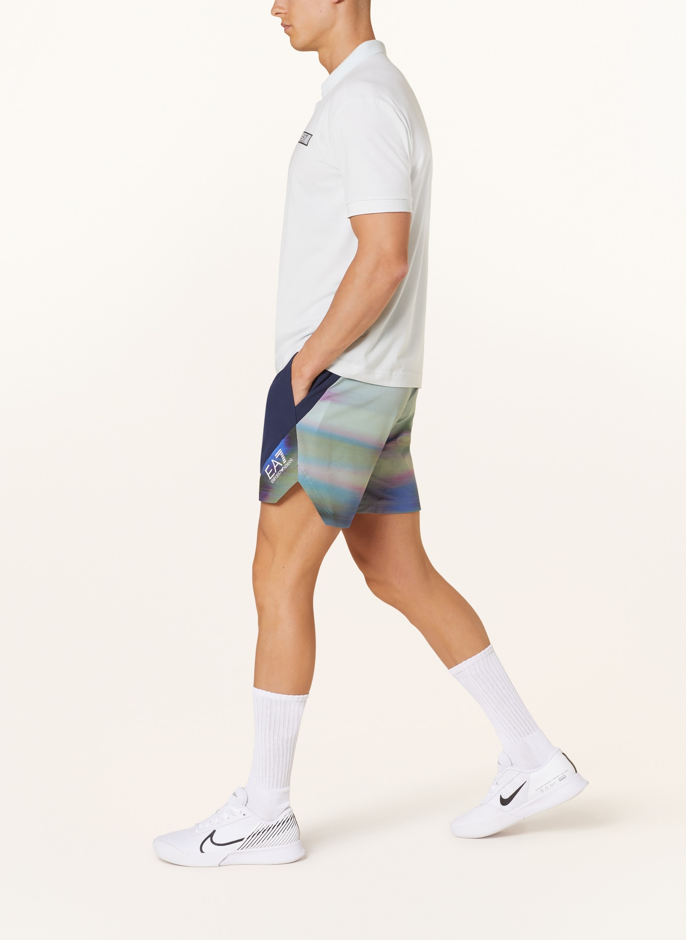 EA7 EMPORIO ARMANI Tennis shorts PRO, Color: DARK BLUE/ MINT (Image 4)