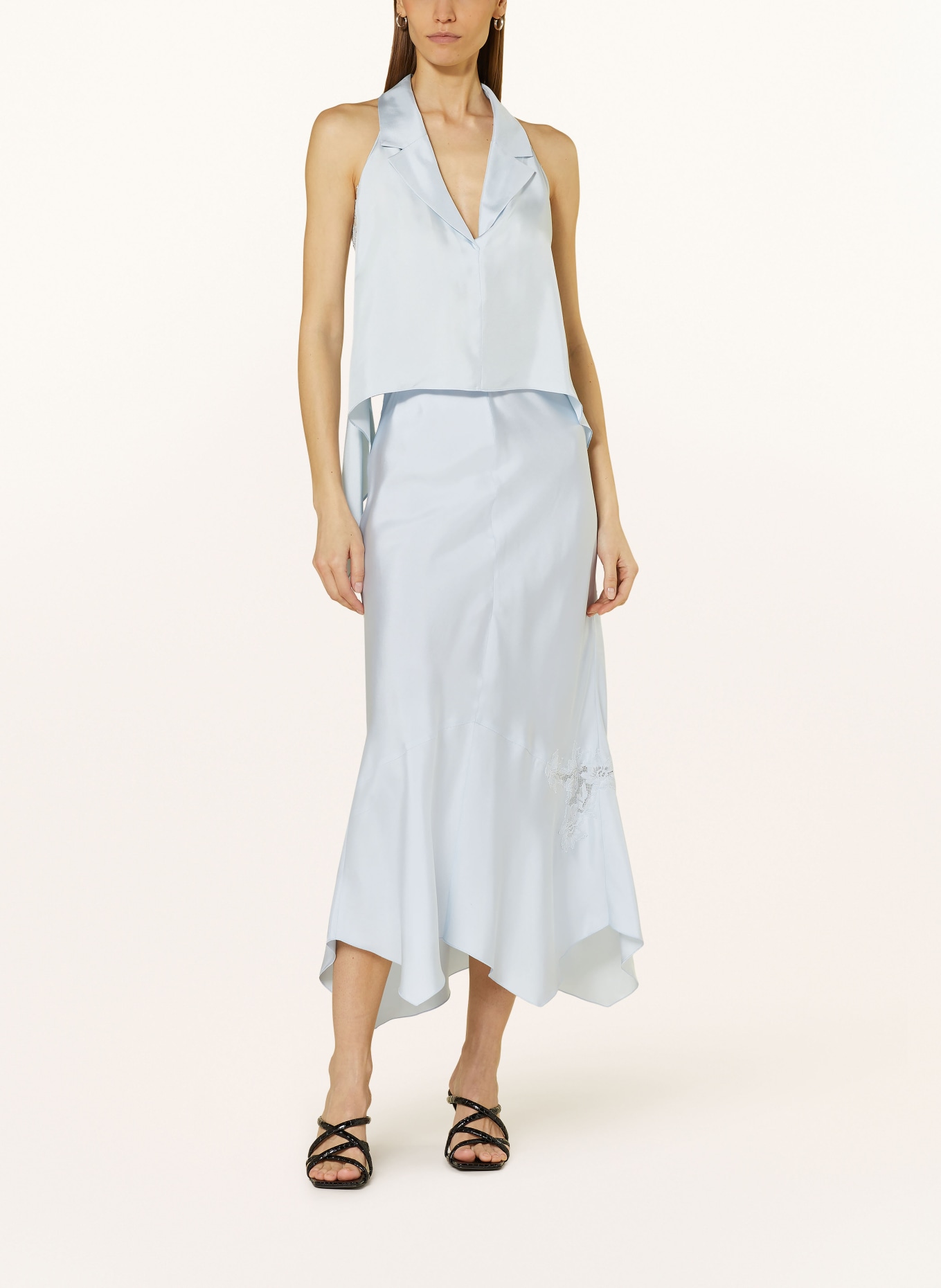 DOROTHEE SCHUMACHER Silk skirt SENSUAL COOLNESS with lace, Color: LIGHT BLUE (Image 2)