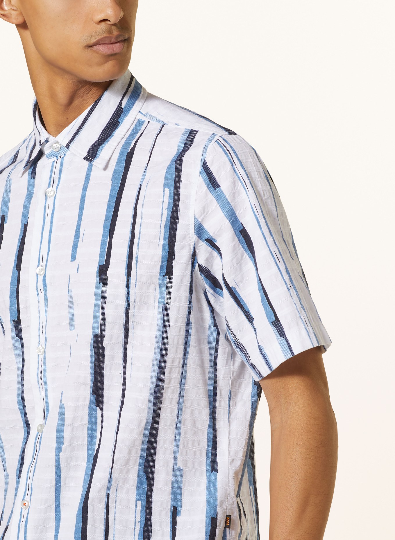 BOSS Short sleeve shirt RASH_2 regular fit, Color: WHITE/ BLUE/ BLACK (Image 4)