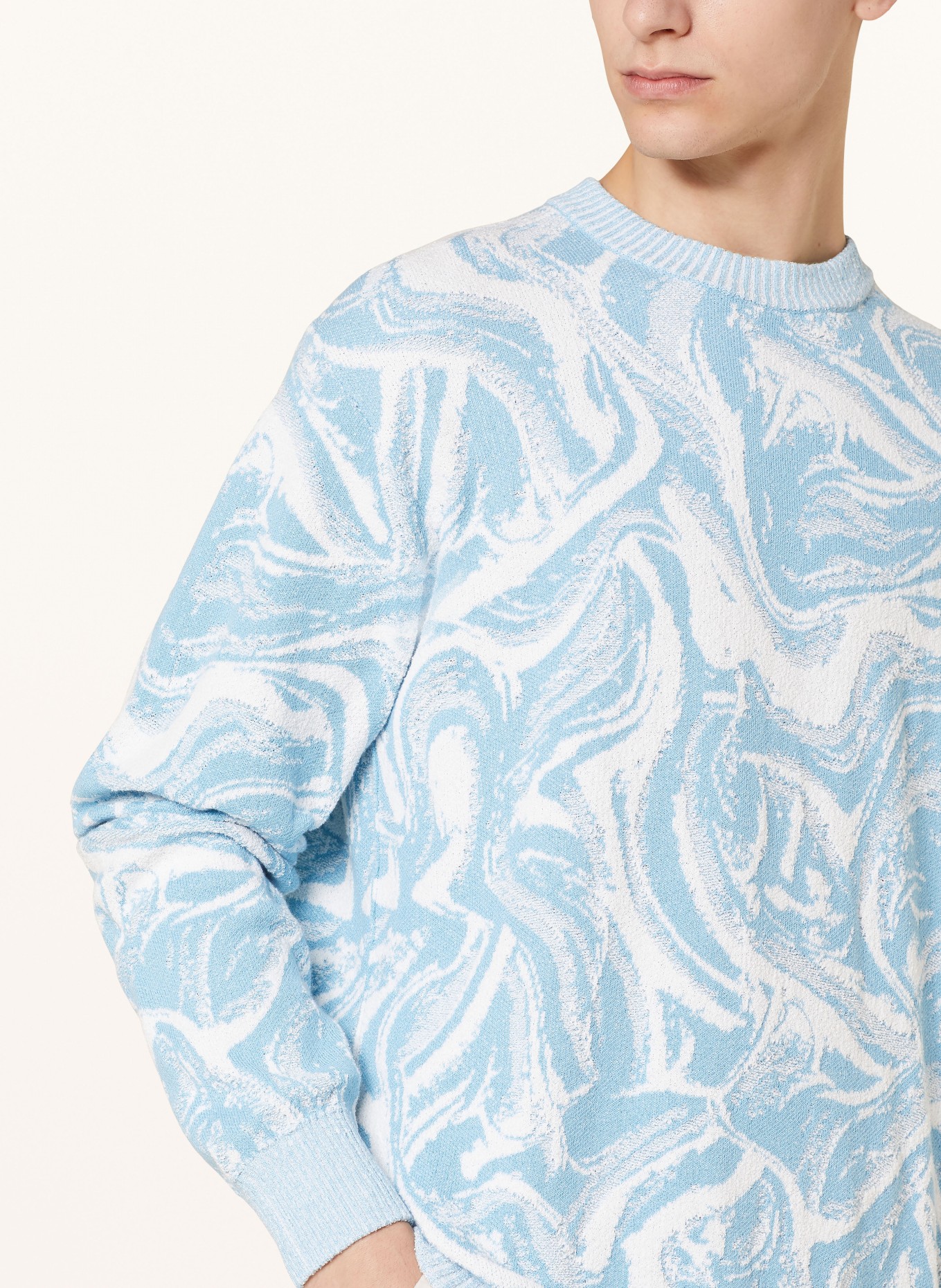 BOSS Sweater KILIAM, Color: LIGHT BLUE/ WHITE (Image 4)