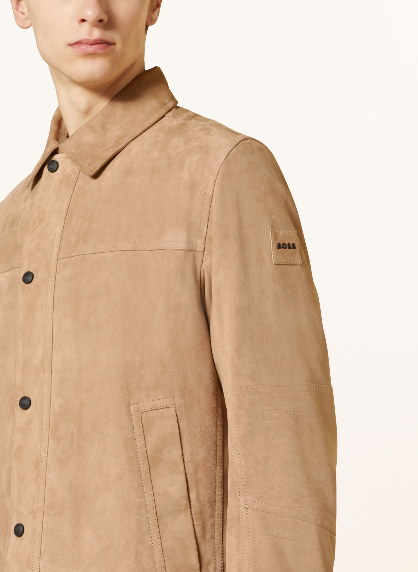 BOSS Leather jacket JOMISTER, Color: LIGHT BROWN (Image 4)
