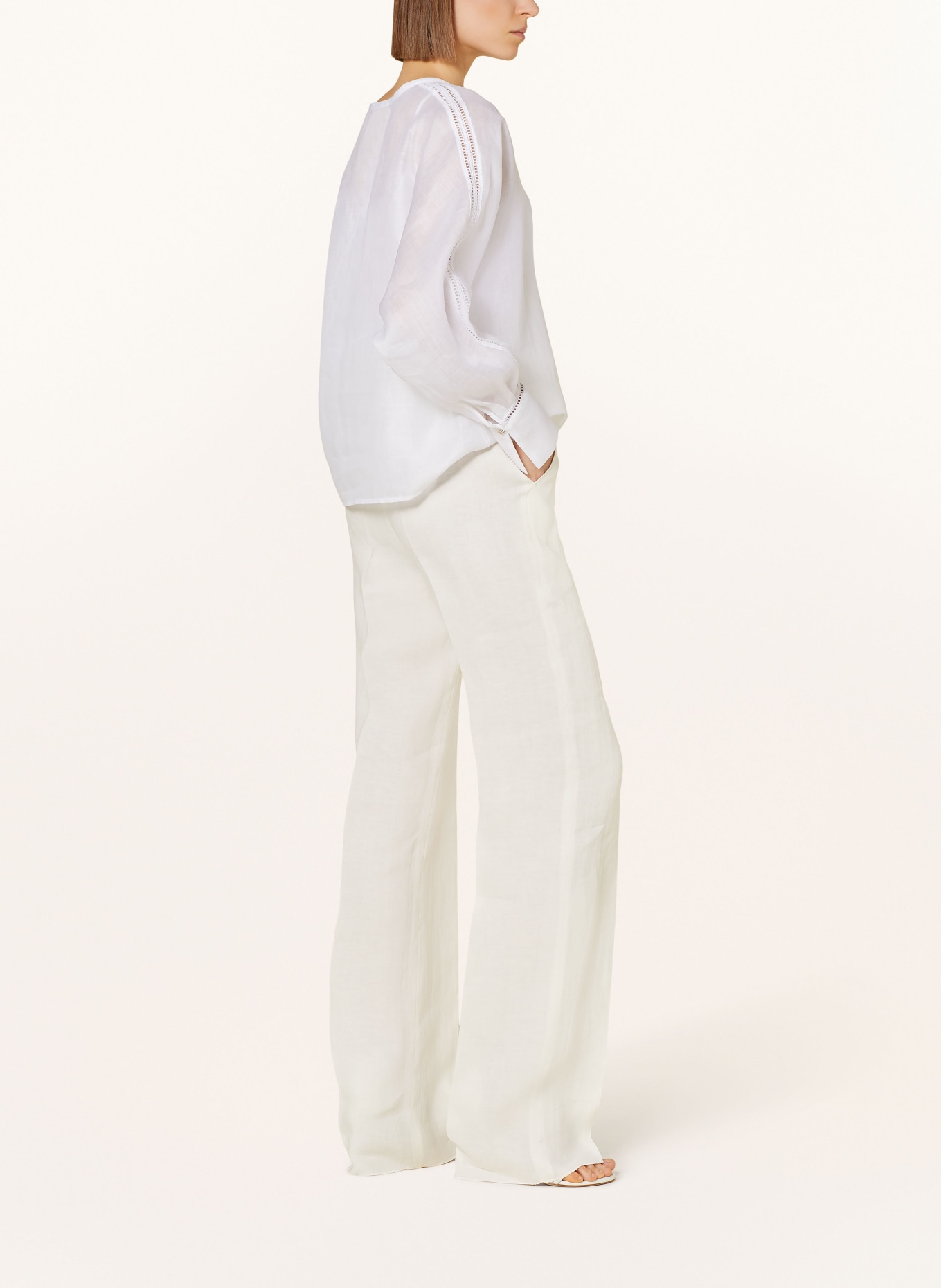 MaxMara STUDIO Wide leg trousers ALCANO made of linen, Color: ECRU (Image 4)