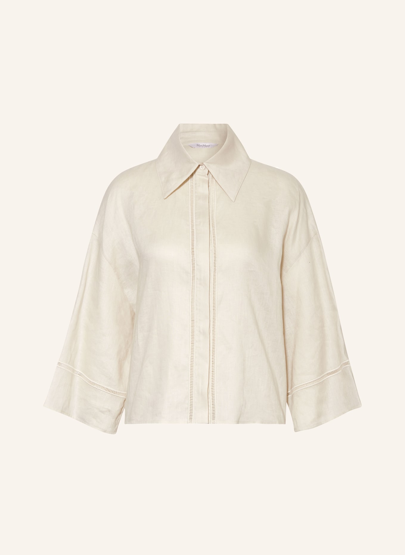 MaxMara LEISURE Shirt blouse ROBINIA in linen with 3/4 sleeves, Color: ECRU (Image 1)