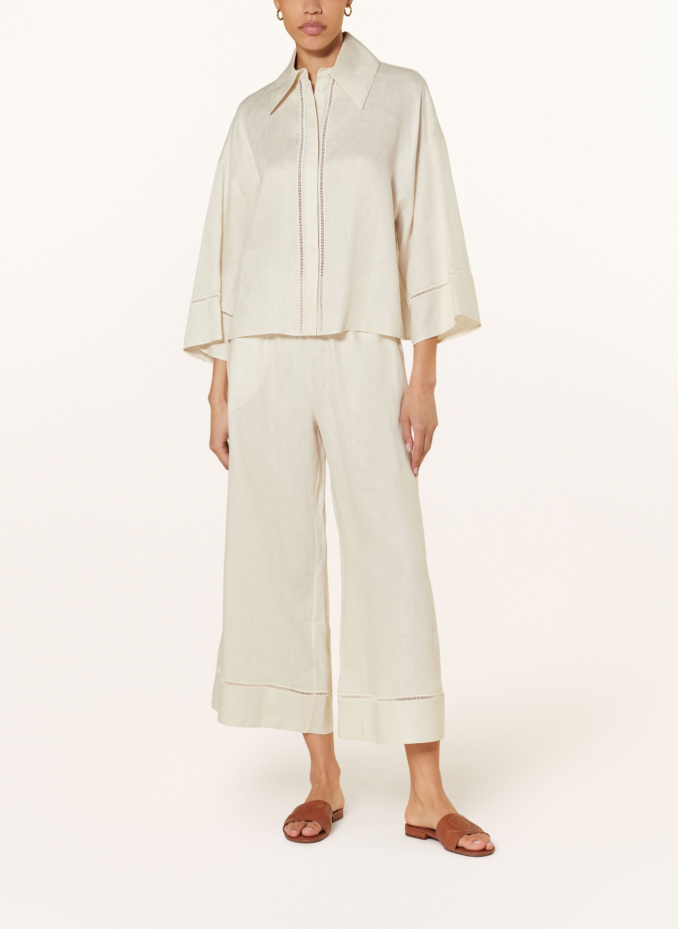 MaxMara LEISURE Shirt blouse ROBINIA in linen with 3/4 sleeves, Color: ECRU (Image 2)