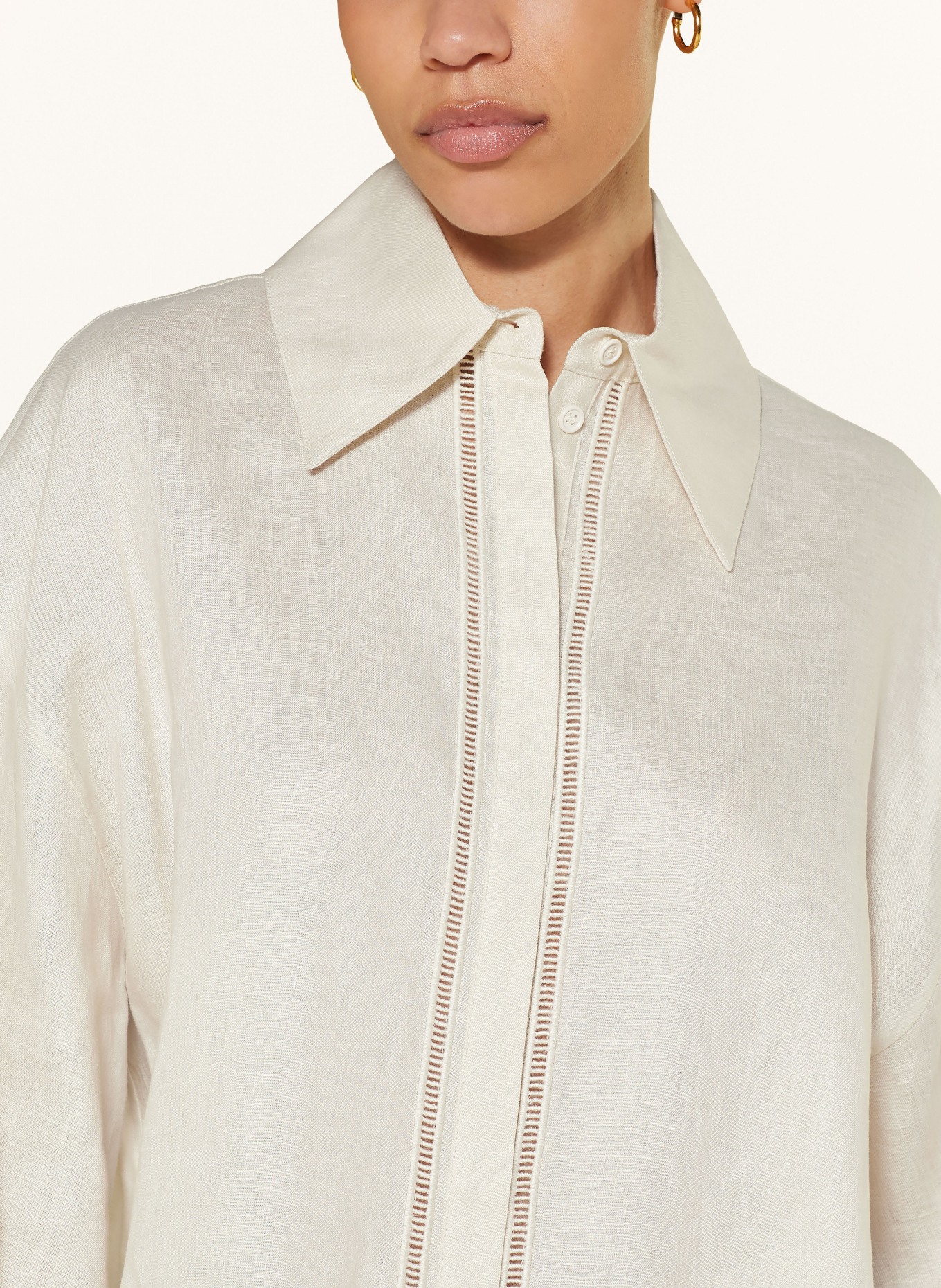 MaxMara LEISURE Shirt blouse ROBINIA in linen with 3/4 sleeves, Color: ECRU (Image 4)