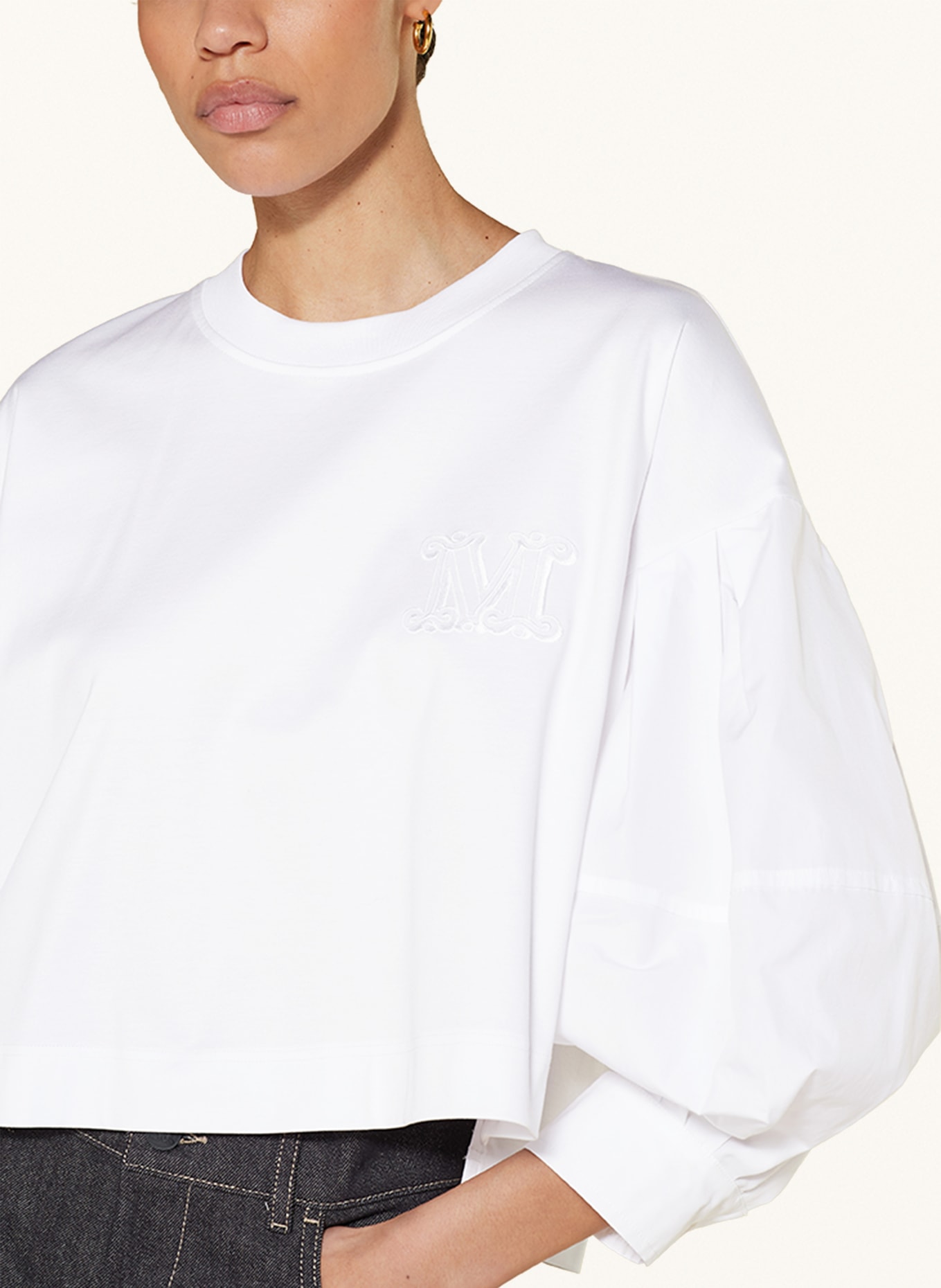 Max Mara Sweatshirt DOLLY in mixed materials, Color: WHITE (Image 4)