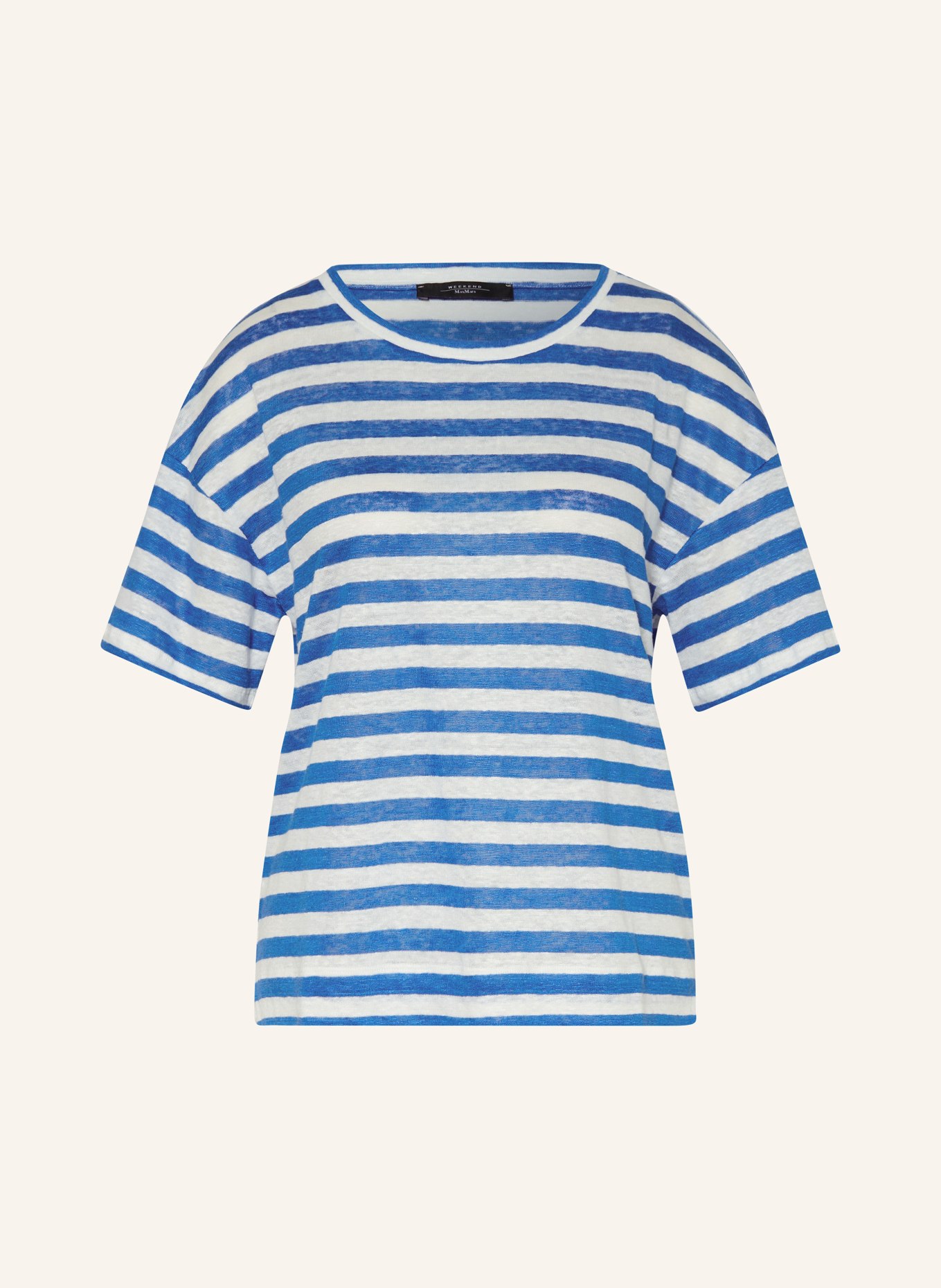 WEEKEND MaxMara T-Shirt FALLA aus Leinen, Farbe: BLAU/ WEISS (Bild 1)