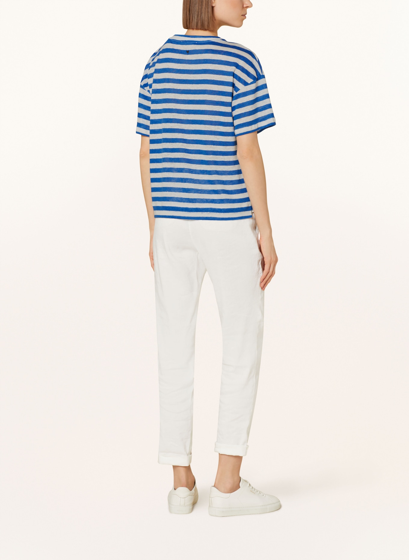 WEEKEND MaxMara T-shirt FALLA made of linen, Color: BLUE/ WHITE (Image 3)