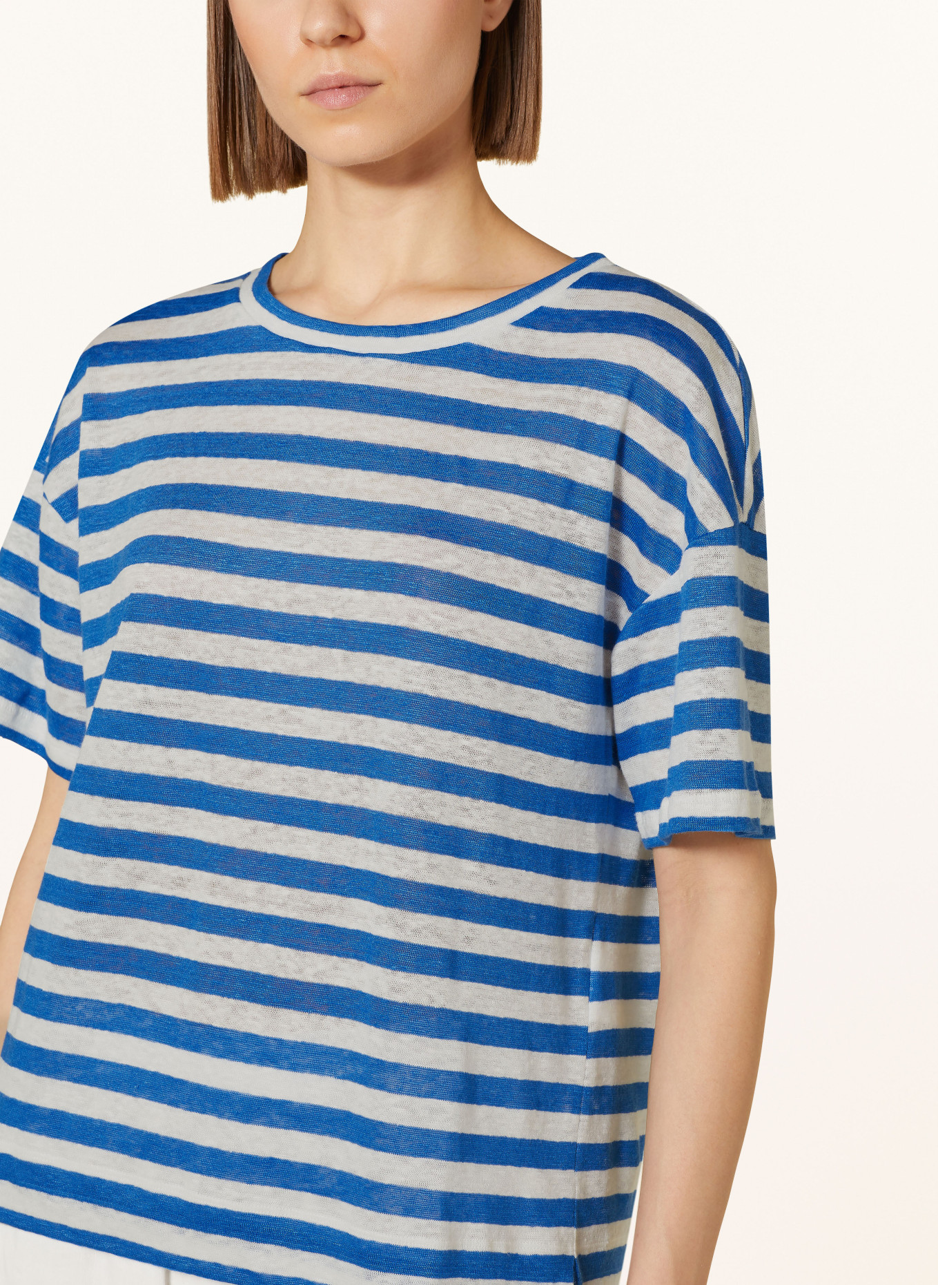 WEEKEND MaxMara T-Shirt FALLA aus Leinen, Farbe: BLAU/ WEISS (Bild 4)