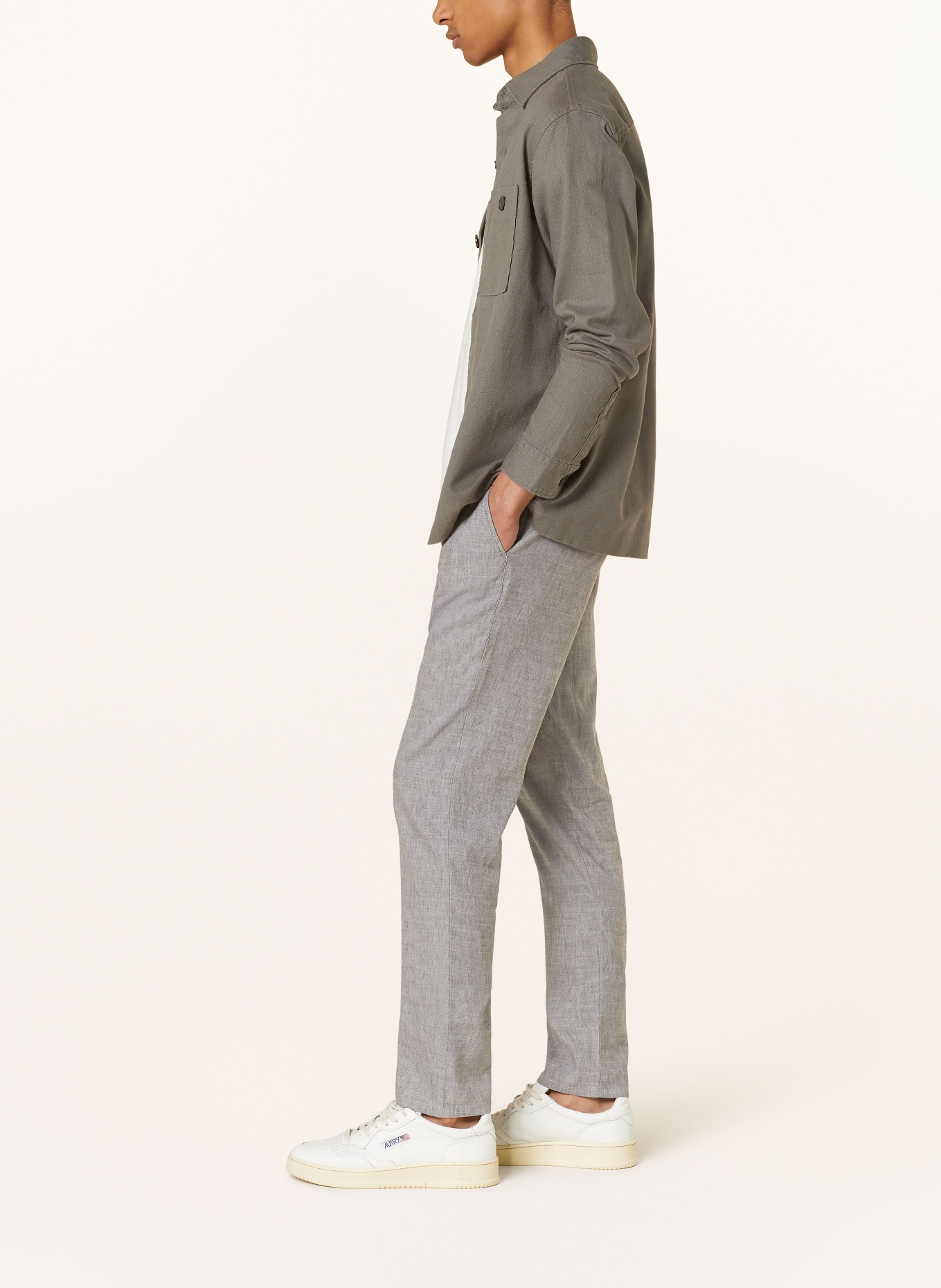 MAC Spodnie LENNOX modern fit z lnem, Kolor: SZARY (Obrazek 4)