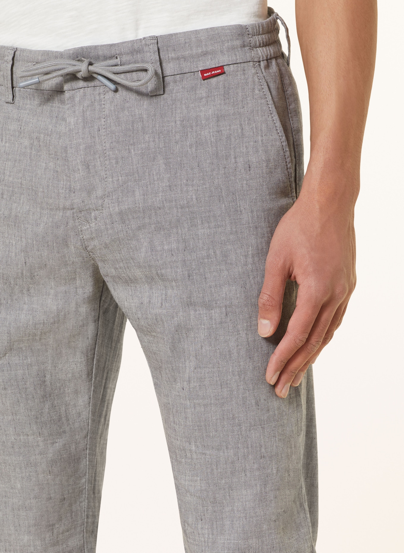 MAC Spodnie LENNOX modern fit z lnem, Kolor: SZARY (Obrazek 5)