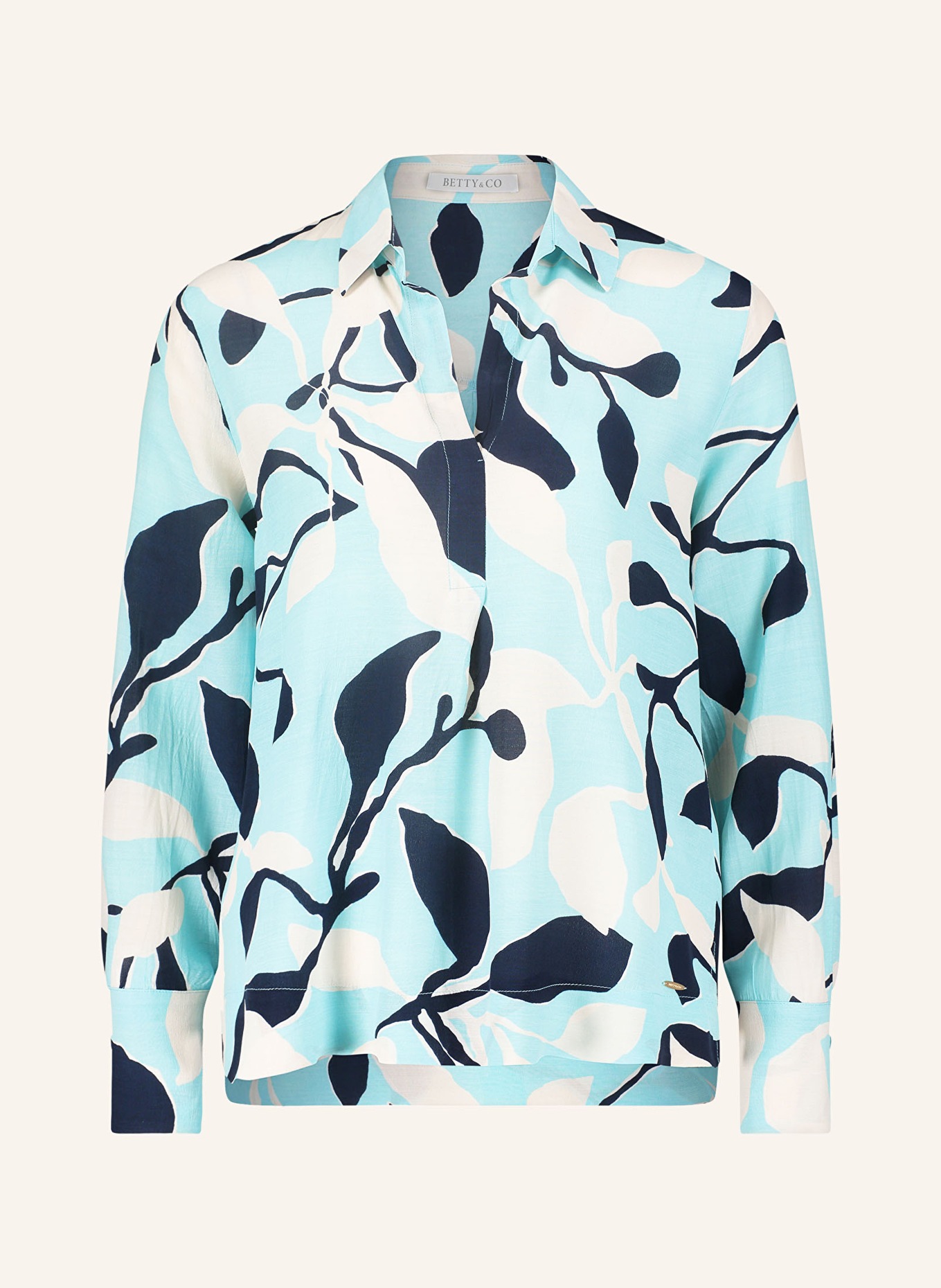 BETTY&CO Shirt blouse, Color: TURQUOISE/ DARK BLUE/ CREAM (Image 1)