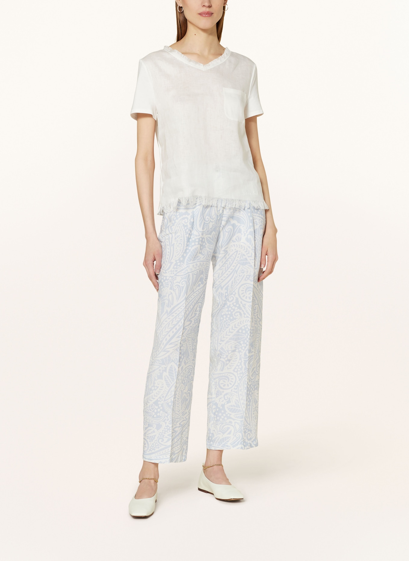 MARC CAIN Trousers WASCO, Color: LIGHT BLUE/ WHITE (Image 2)