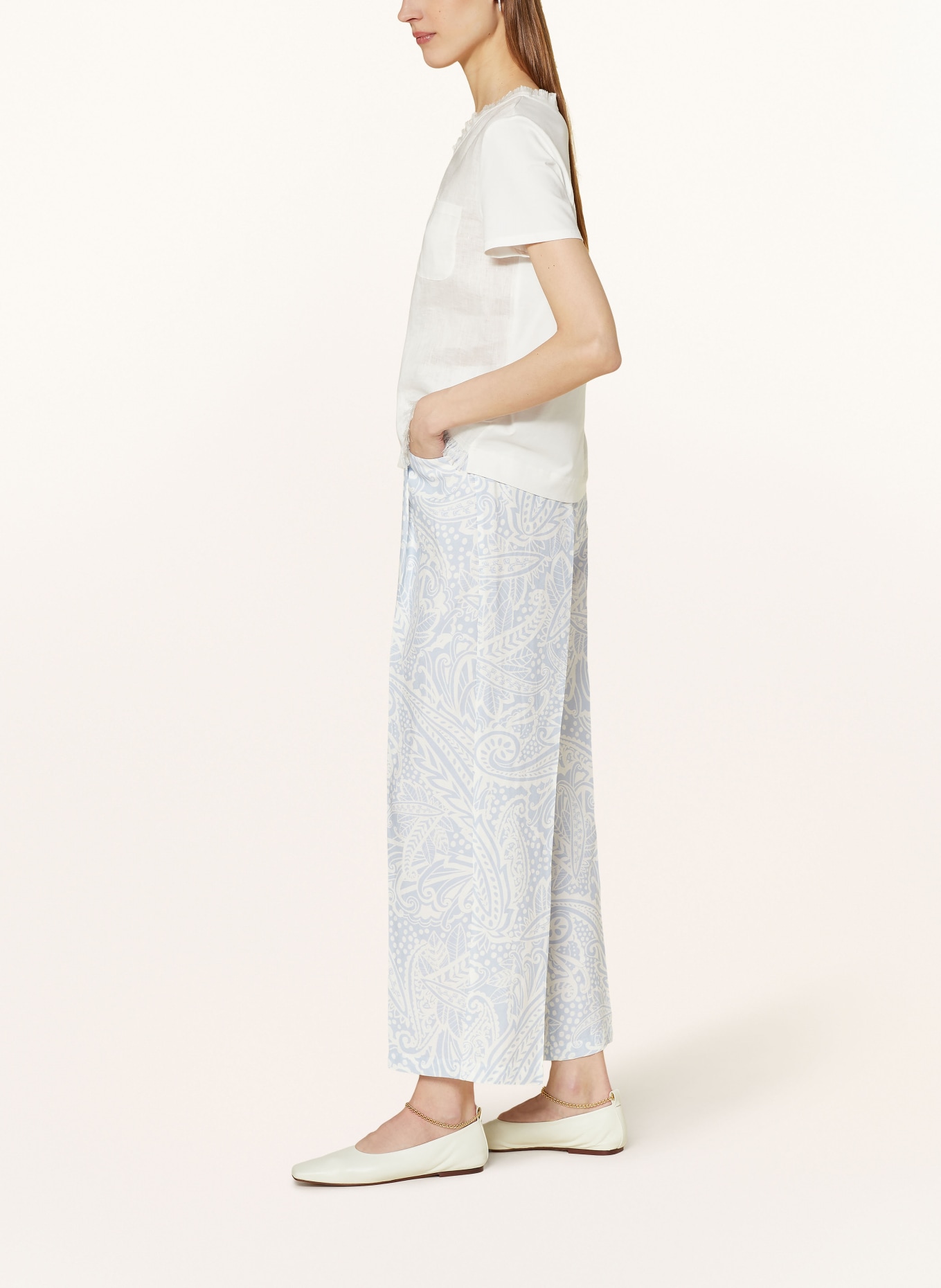 MARC CAIN Trousers WASCO, Color: LIGHT BLUE/ WHITE (Image 4)