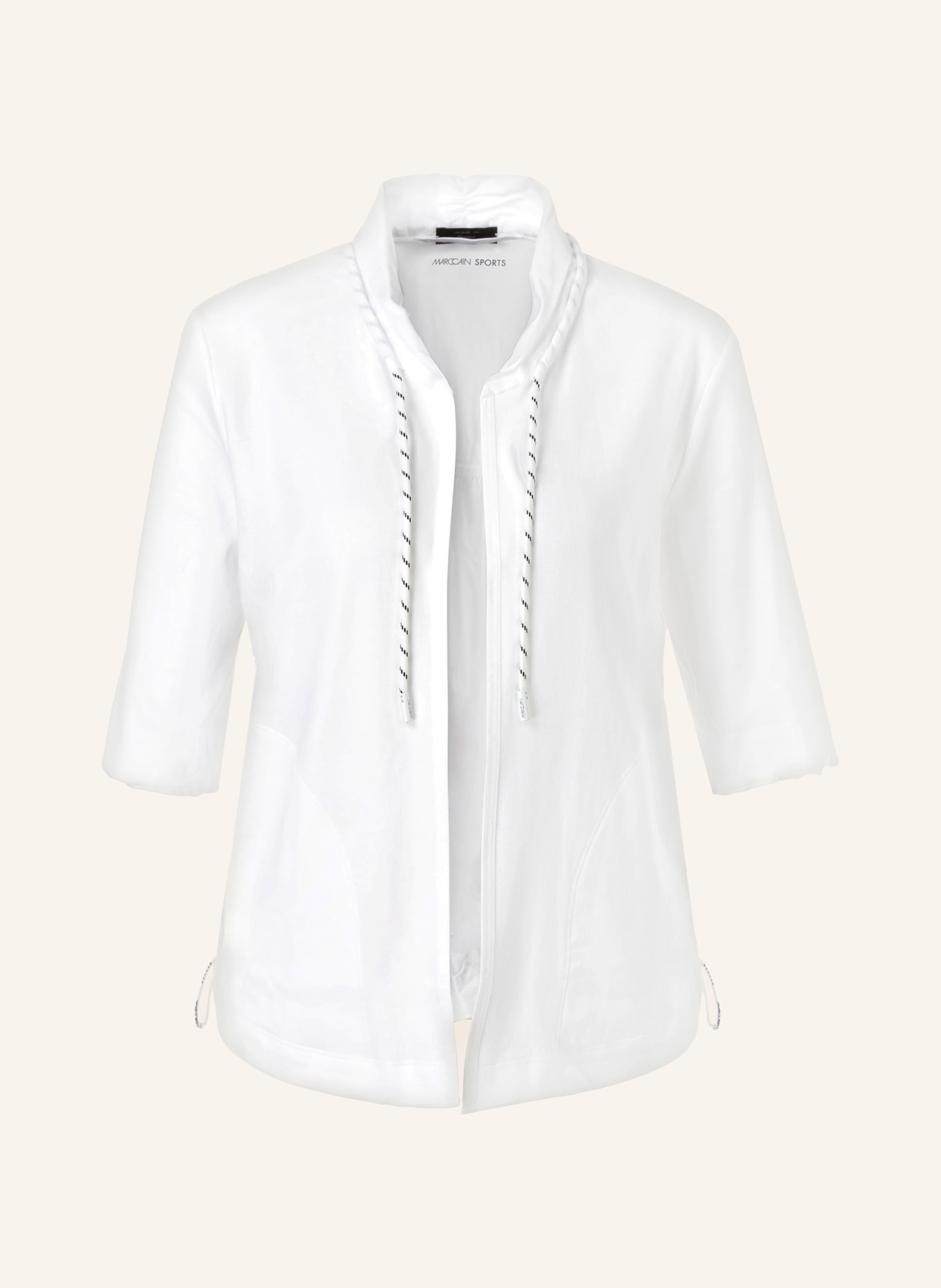 MARC CAIN Jersey cardigan in mixed materials, Color: WHITE (Image 1)