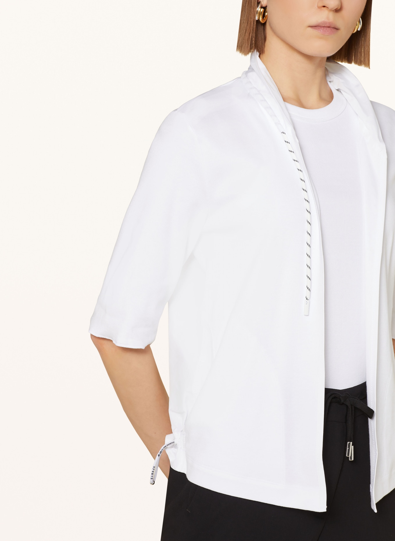 MARC CAIN Jersey cardigan in mixed materials, Color: WHITE (Image 4)
