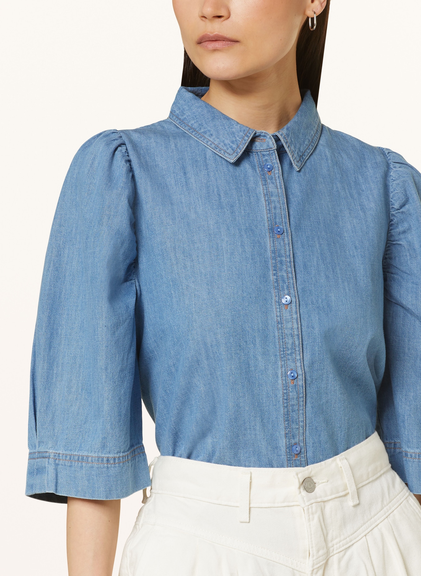 lollys laundry Denim blouse BONO with 3/4 sleeves, Color: LIGHT BLUE (Image 4)