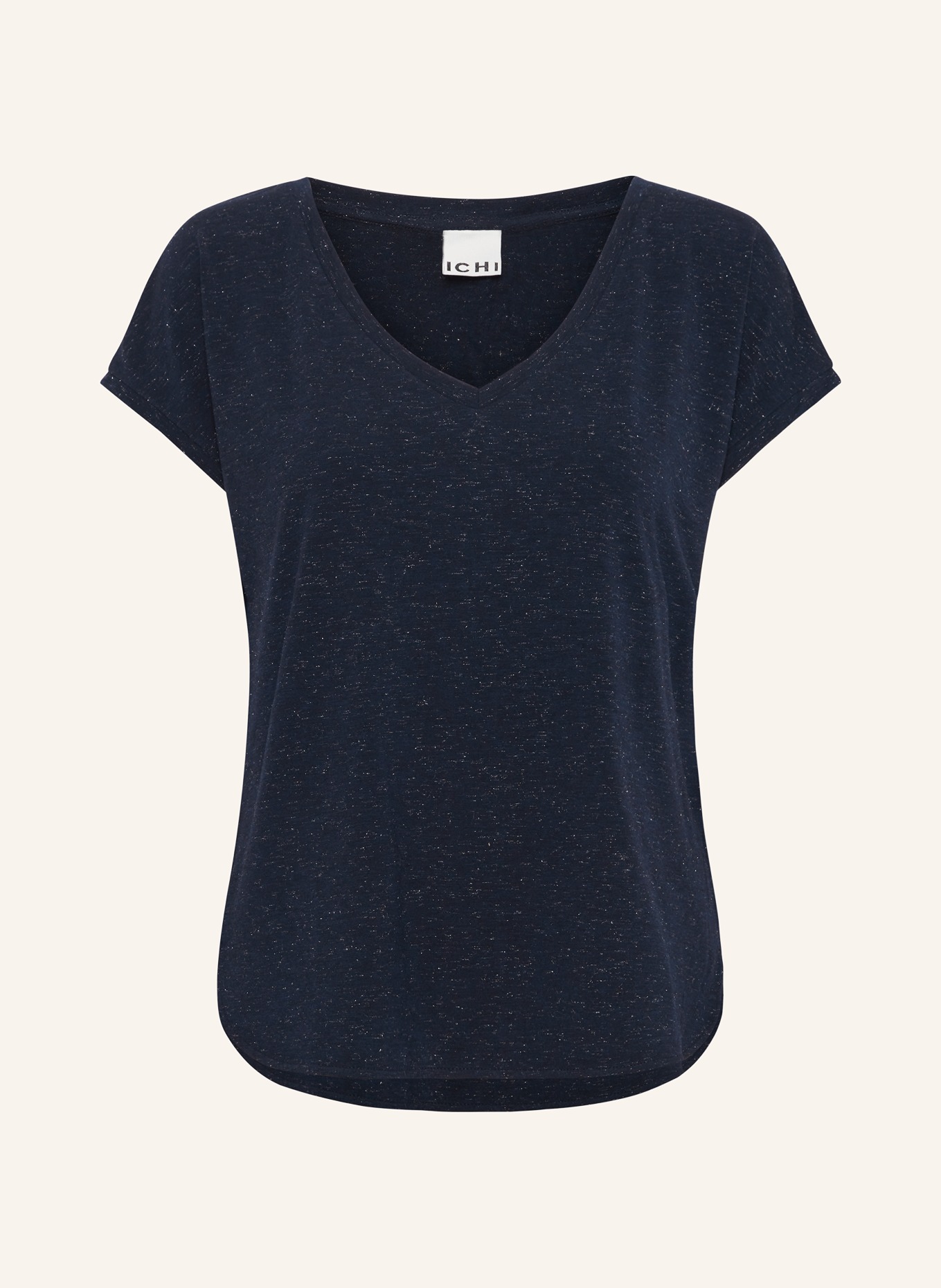 ICHI T-shirt IHREBEL z błyszczącą przędzą, Kolor: GRANATOWY/ SREBRNY (Obrazek 1)