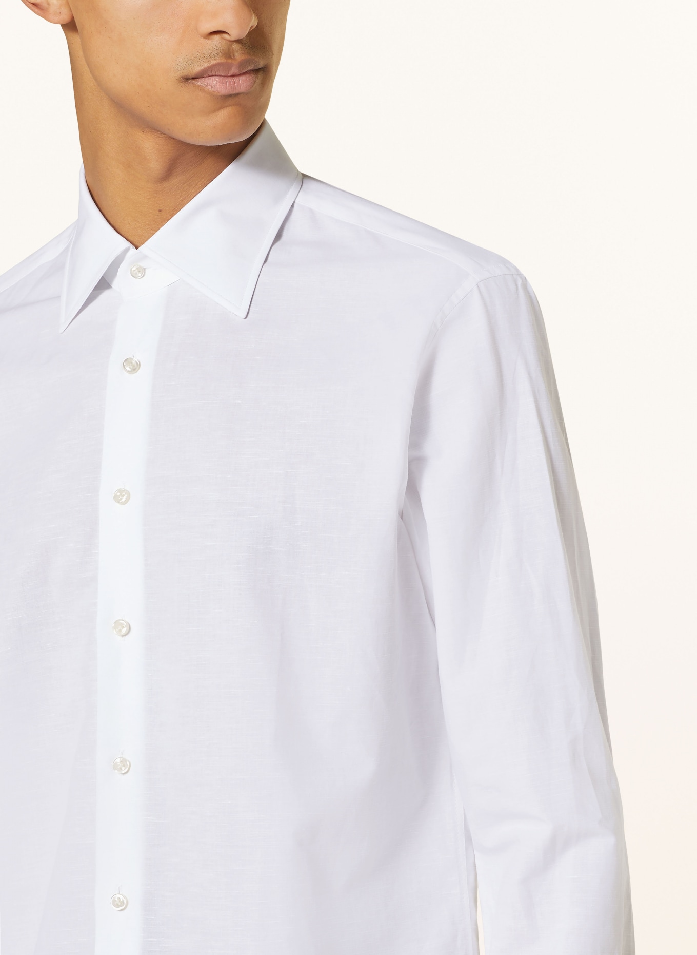 EDUARD DRESSLER Shirt shaped fit with linen, Color: 079 WEISS (Image 4)