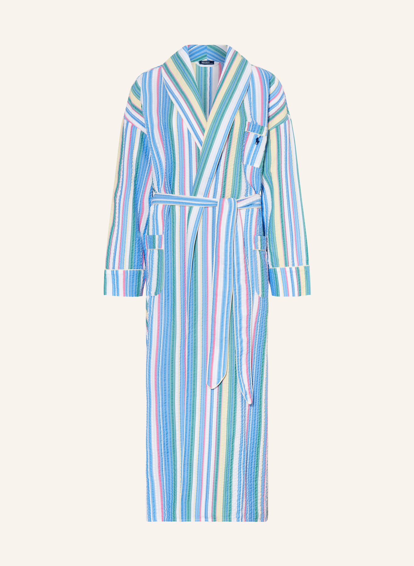 POLO RALPH LAUREN Women’s bathrobe, Color: LIGHT BLUE/ GREEN/ WHITE (Image 1)