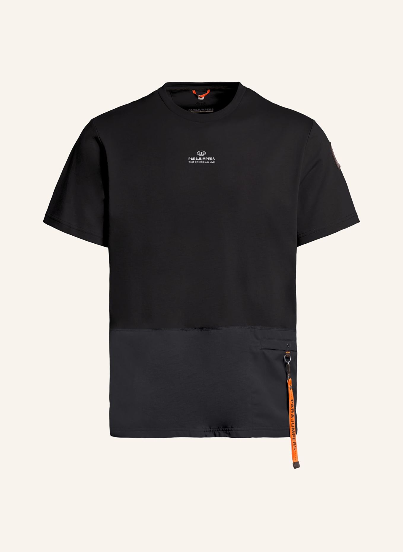 PARAJUMPERS T-shirt CLINT in mixed materials, Color: BLACK (Image 1)