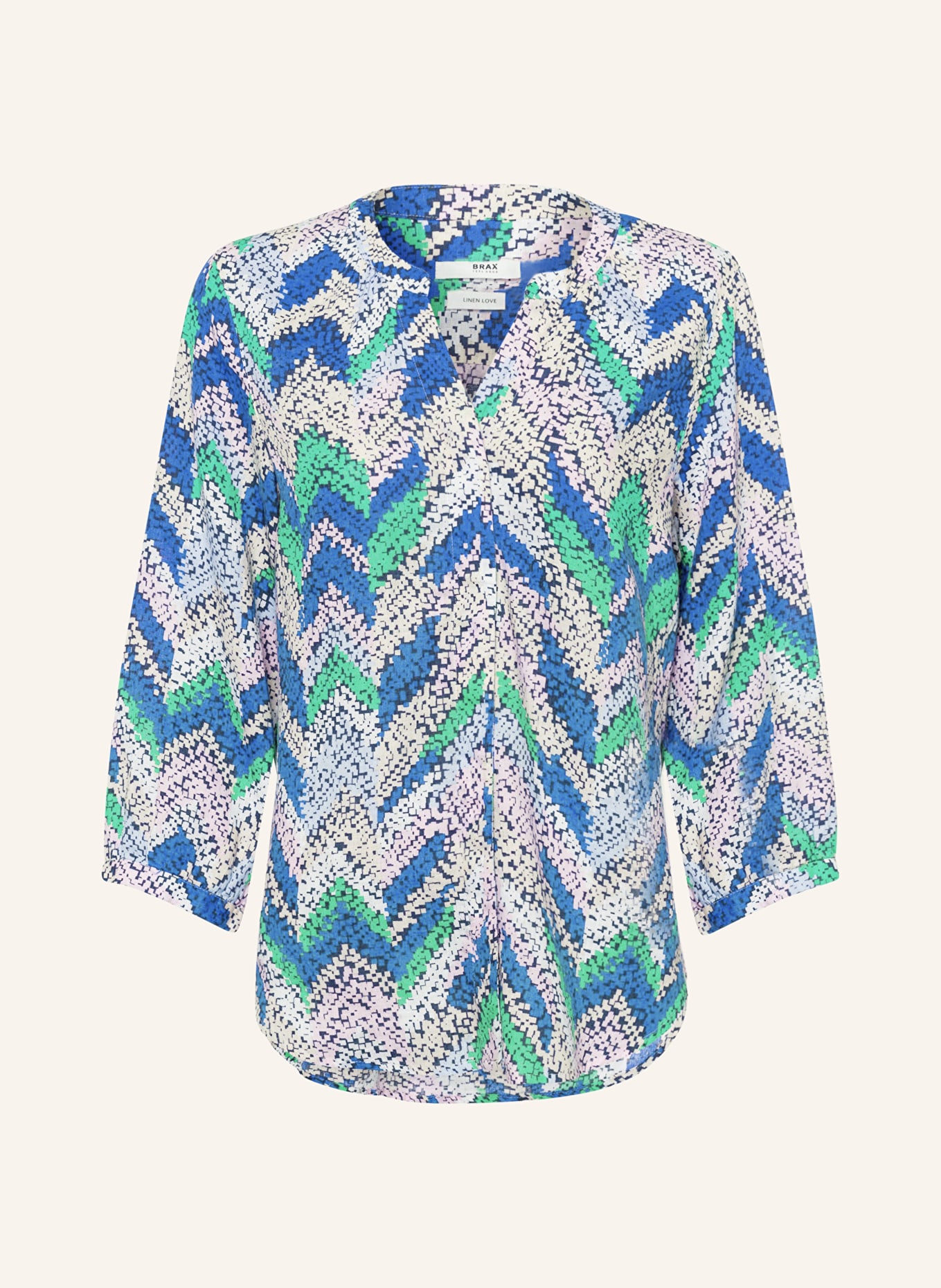 BRAX Linen blouse VELIA, Color: BLUE/ GREEN/ PINK (Image 1)
