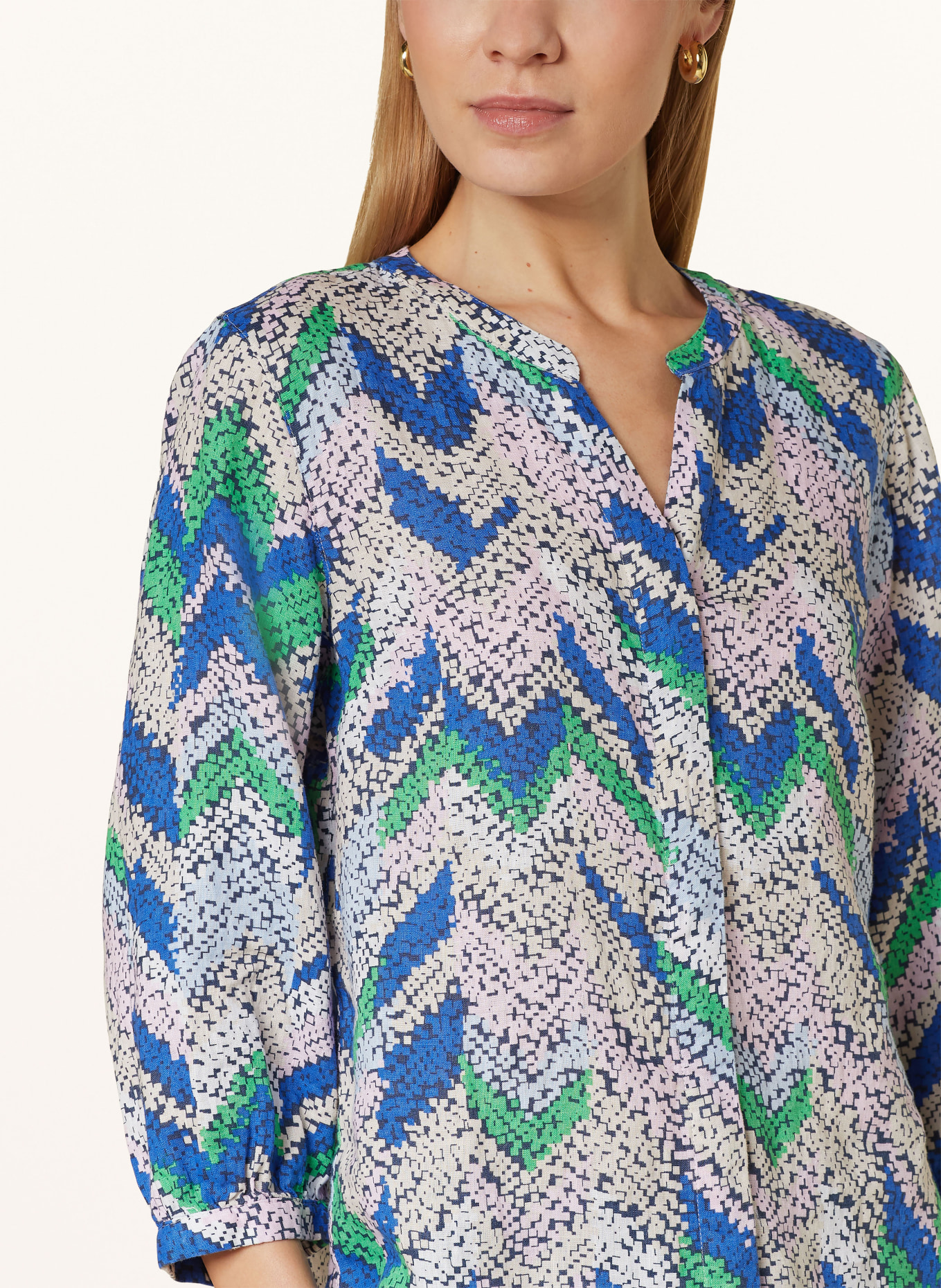 BRAX Linen blouse VELIA, Color: BLUE/ GREEN/ PINK (Image 4)