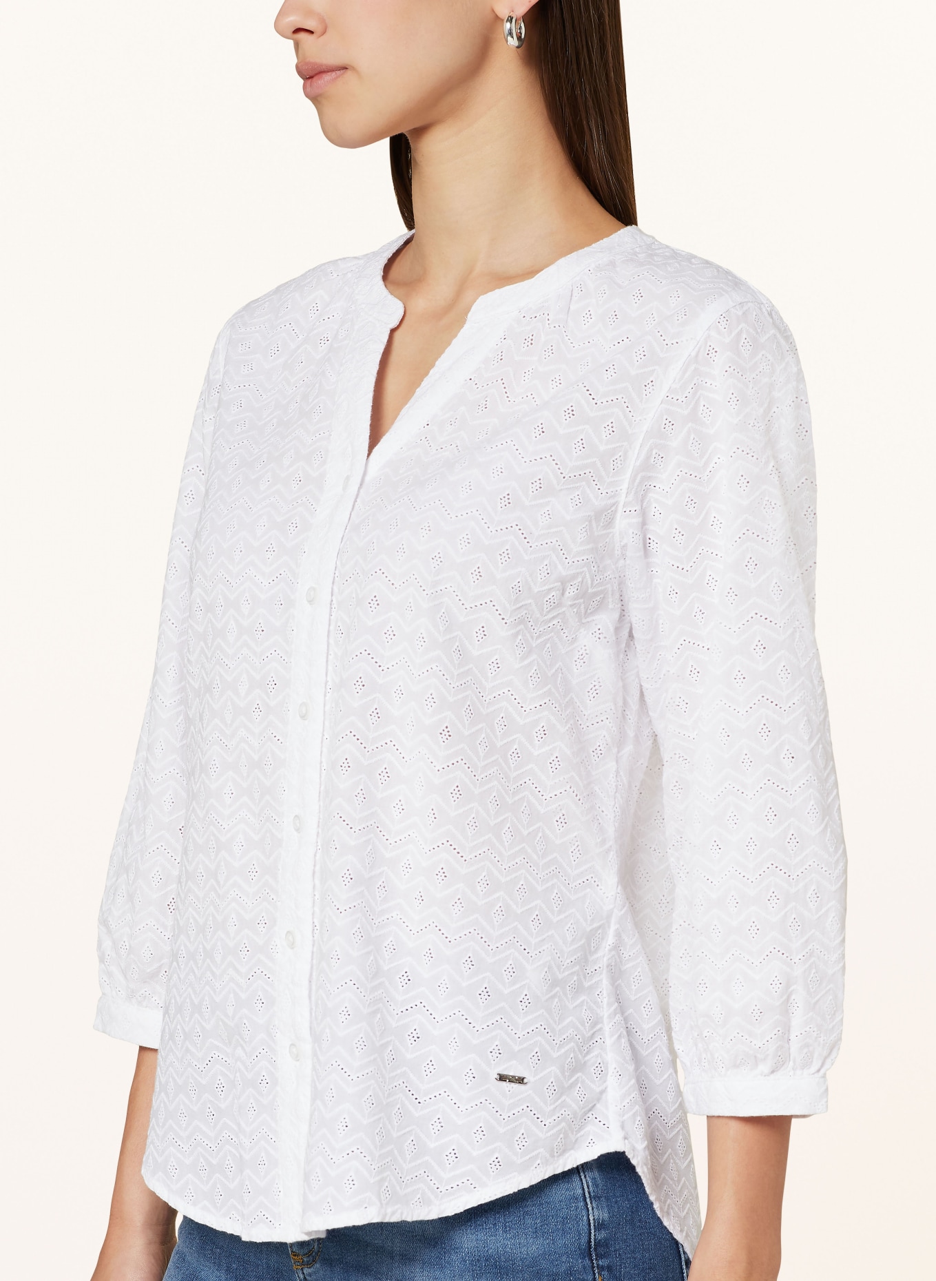 BRAX Lace blouse VELIA with 3/4 sleeves, Color: WHITE (Image 4)