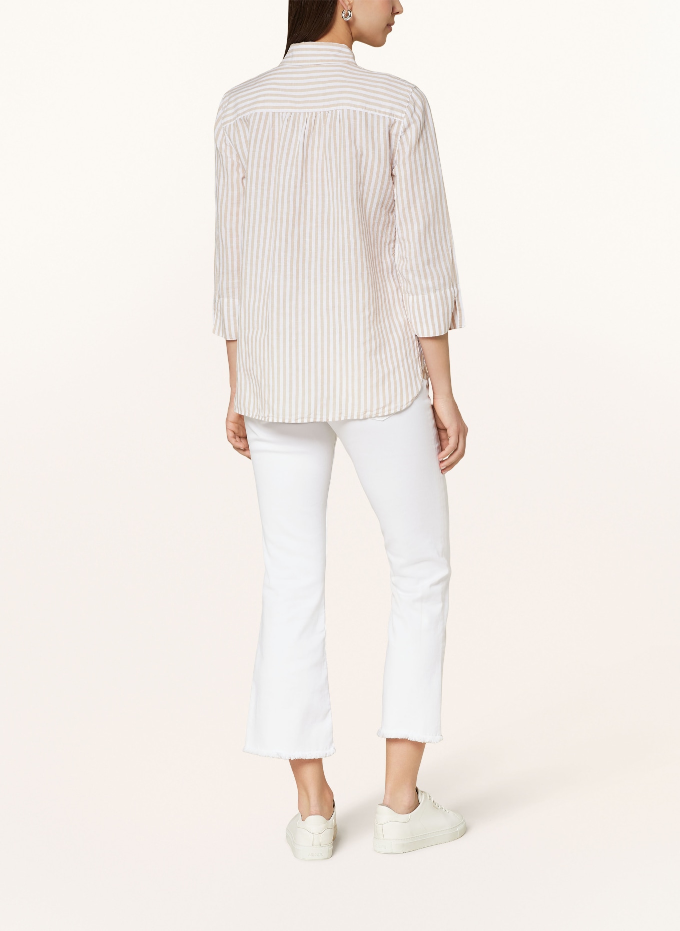 BRAX Shirt blouse VICKI with linen and 3/4 sleeves, Color: WHITE/ BEIGE (Image 3)