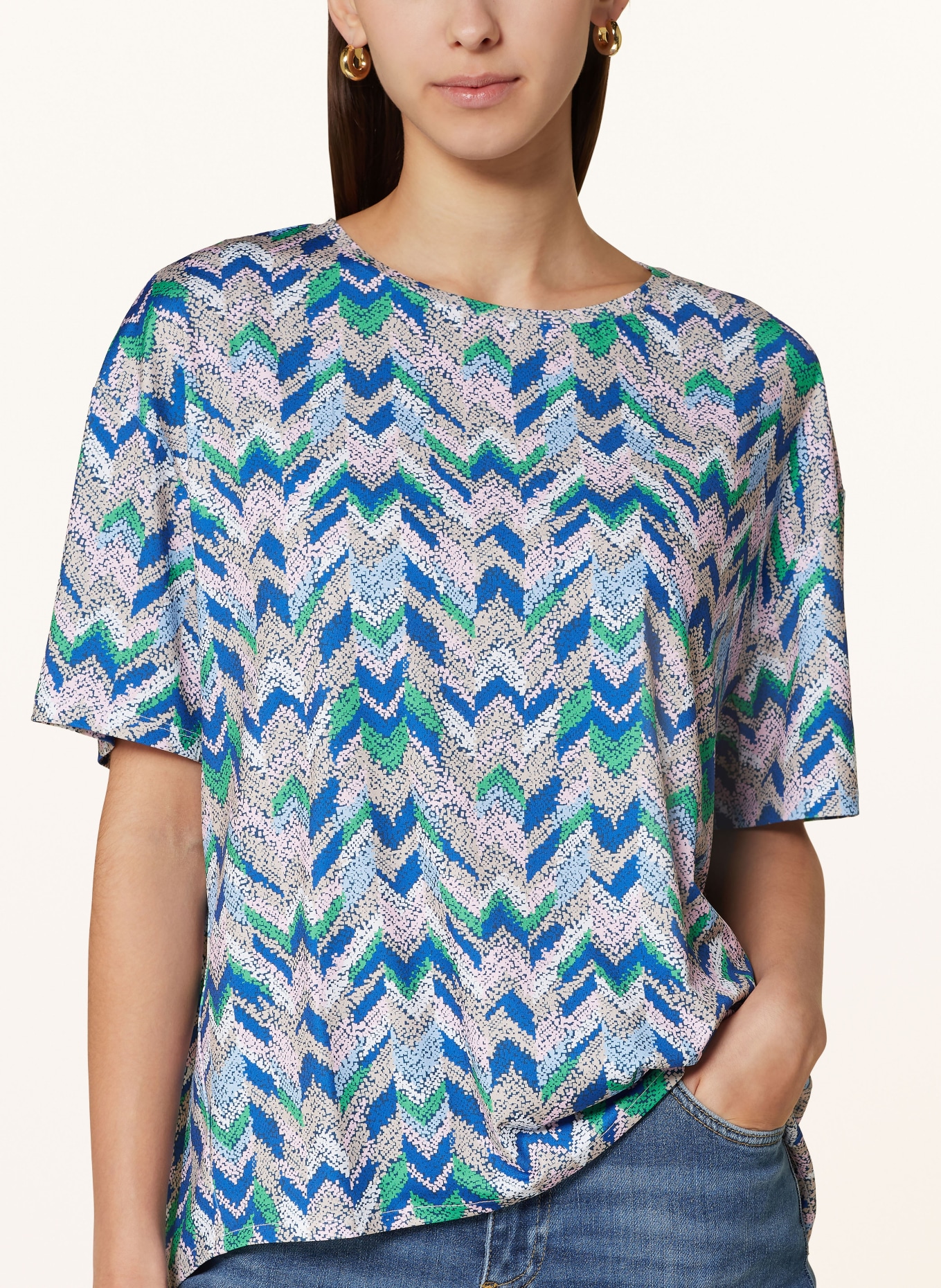 BRAX Shirt blouse CALLY, Color: BLUE/ LIGHT BLUE/ GREEN (Image 4)
