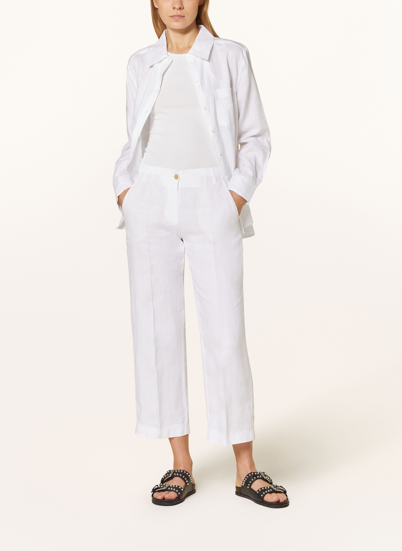 BRAX 7/8 trousers MAINE S in linen, Color: WHITE (Image 2)