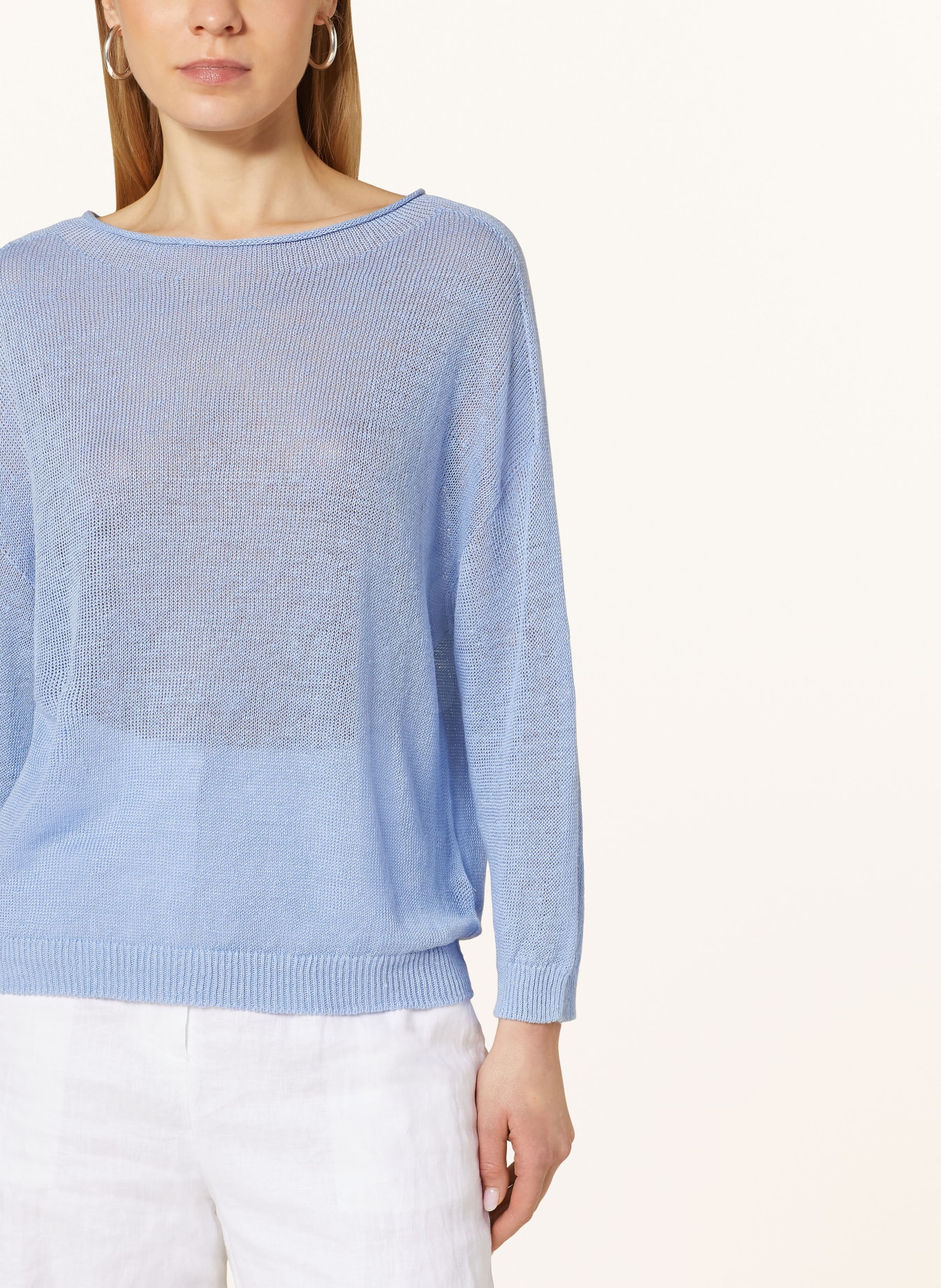 oui Linen sweater, Color: LIGHT BLUE (Image 4)