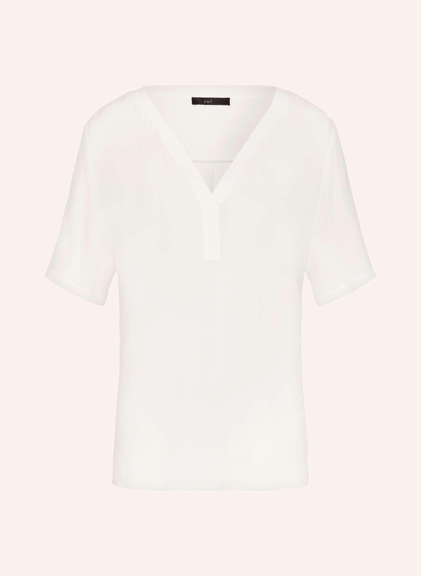 oui Shirt blouse in mixed materials, Color: WHITE (Image 1)