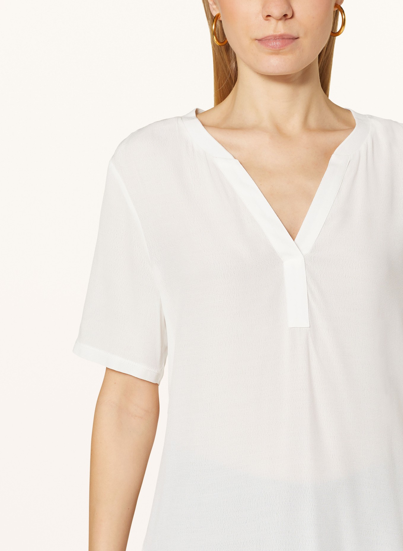 oui Shirt blouse in mixed materials, Color: WHITE (Image 4)