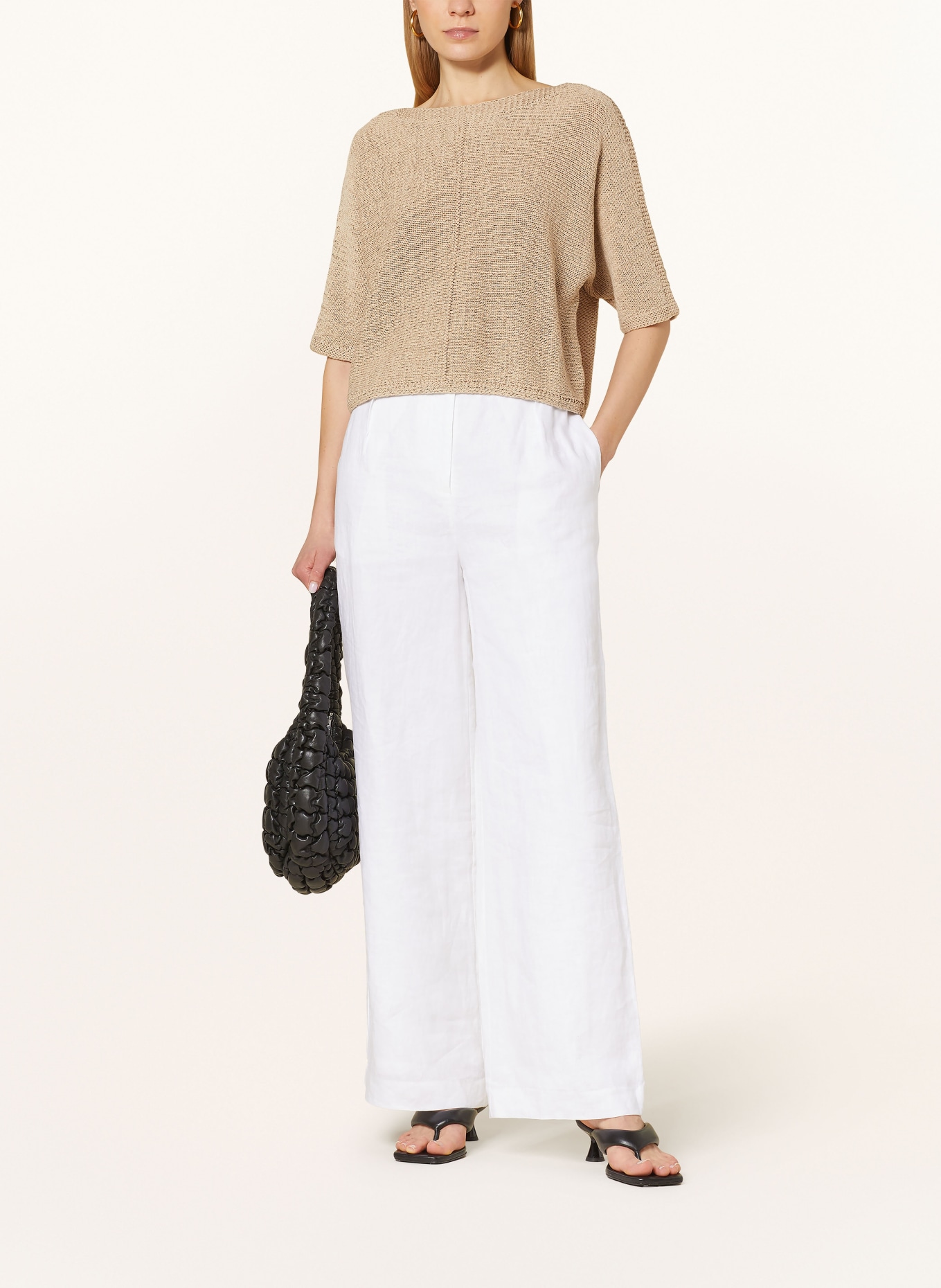 oui Sweater with 3/4 sleeves, Color: LIGHT BROWN (Image 2)