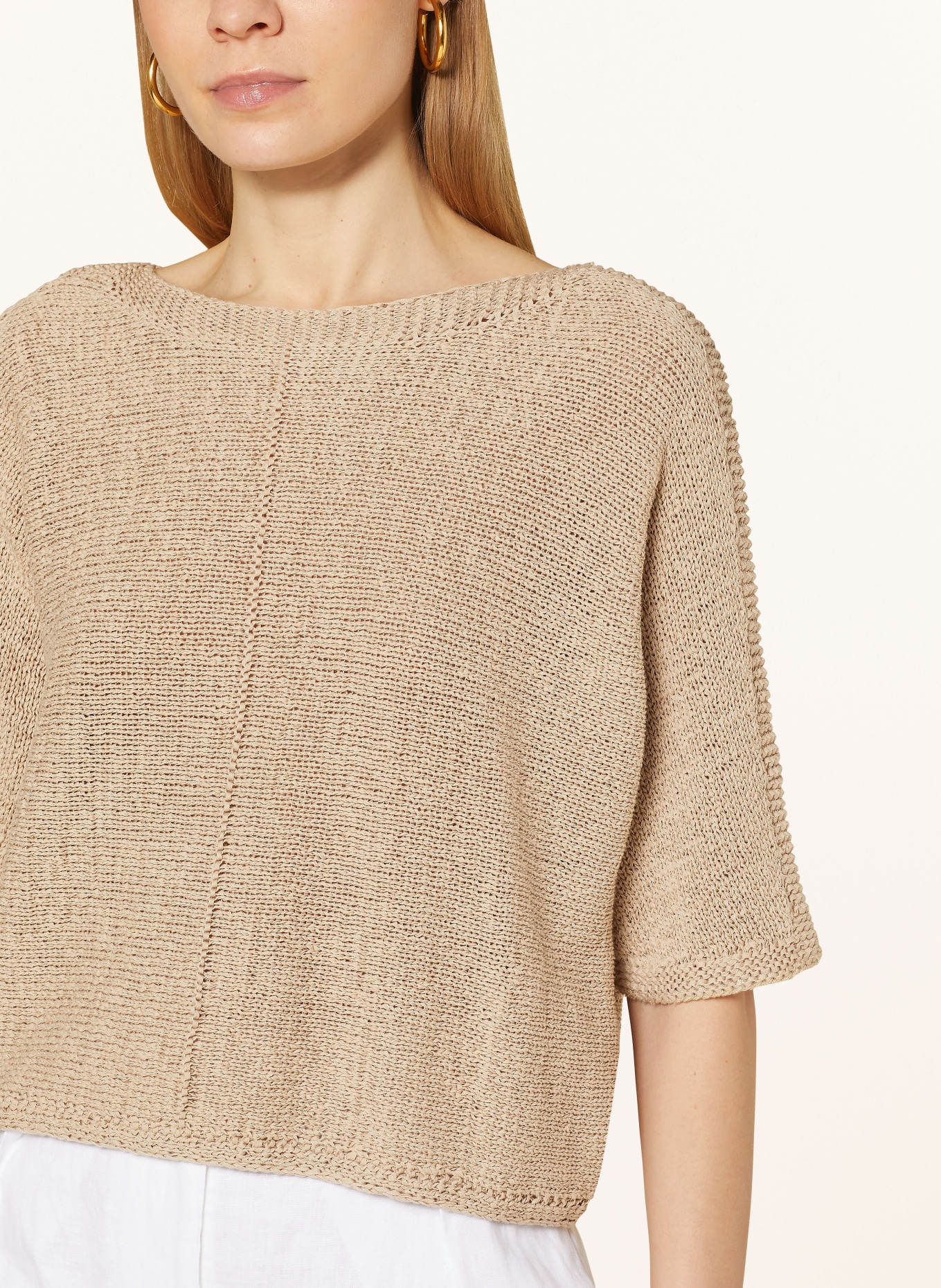 oui Sweater with 3/4 sleeves, Color: LIGHT BROWN (Image 4)
