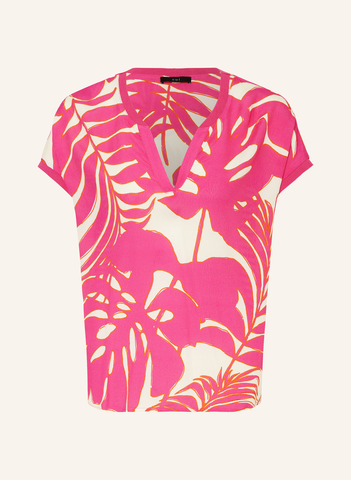 oui T-Shirt im Materialmix, Farbe: PINK/ CREME/ ORANGE (Bild 1)