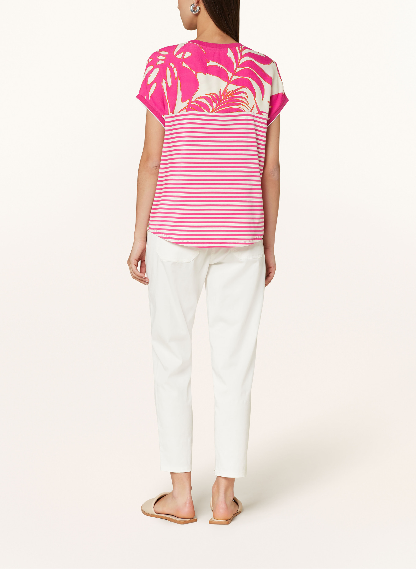 oui T-shirt in mixed materials, Color: PINK/ CREAM/ ORANGE (Image 3)