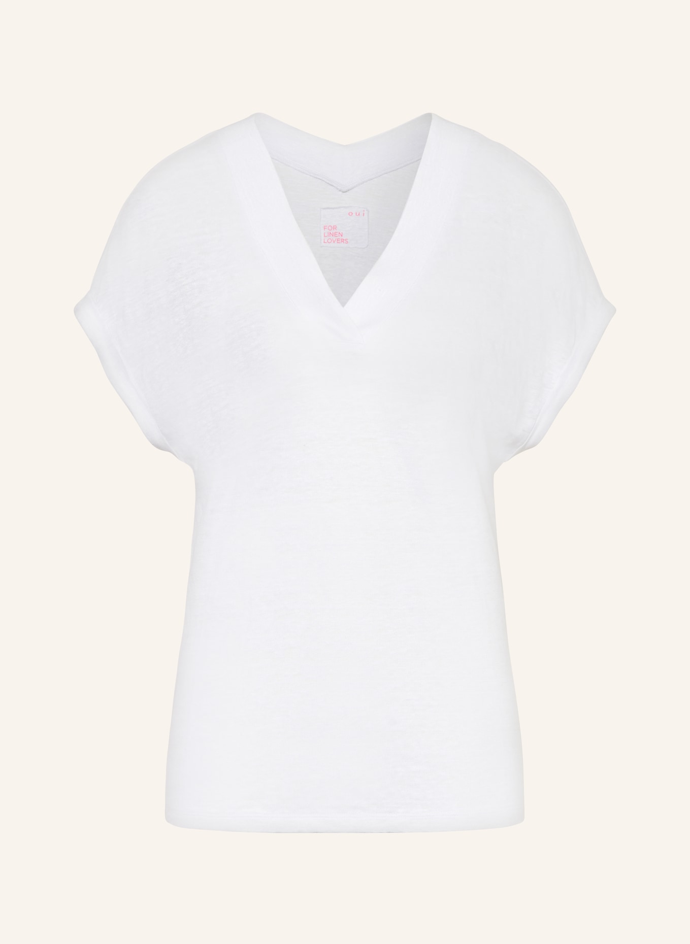 oui T-shirt made of linen, Color: WHITE (Image 1)