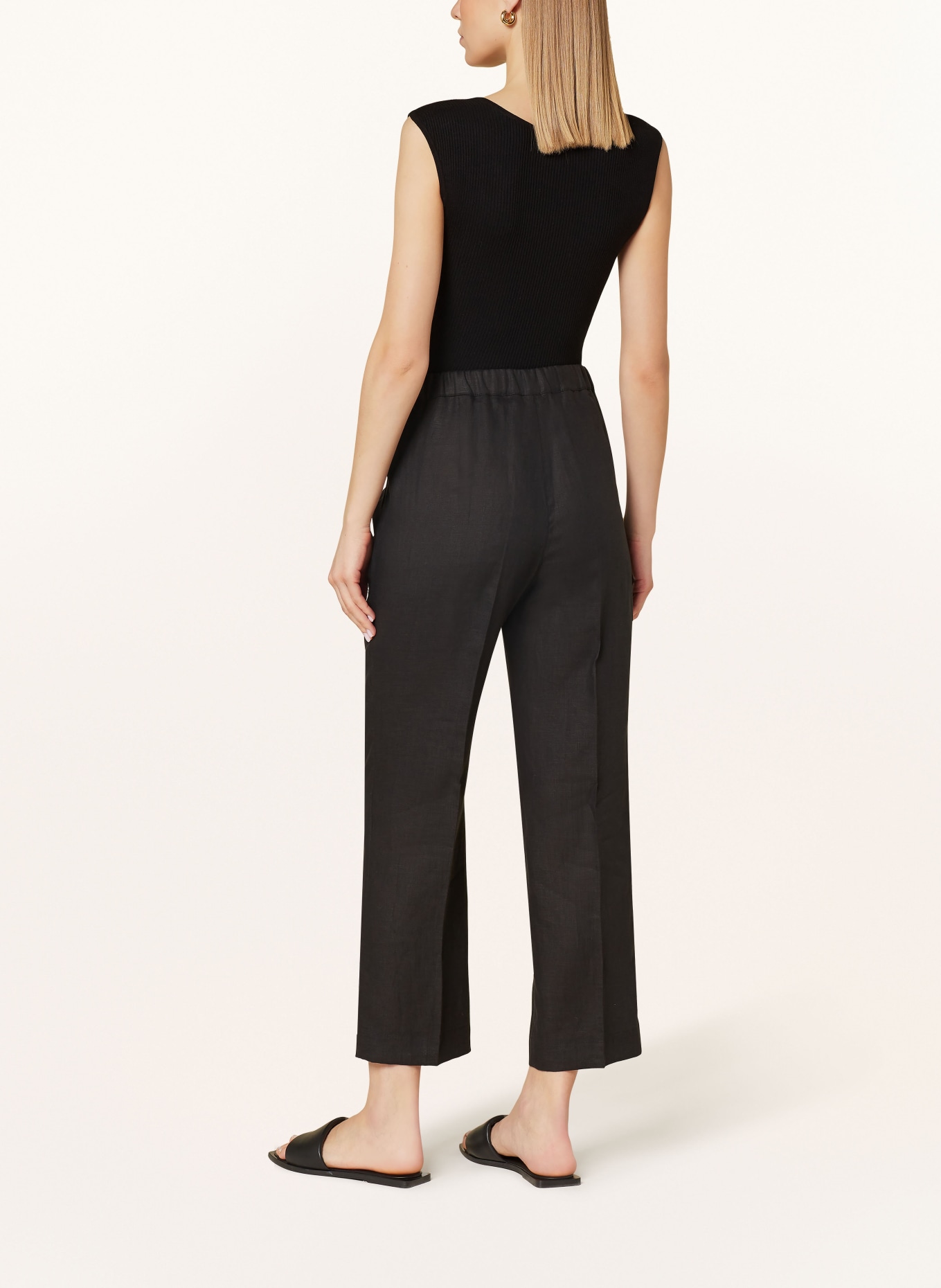 ELENA MIRO Linen culottes, Color: BLACK (Image 3)