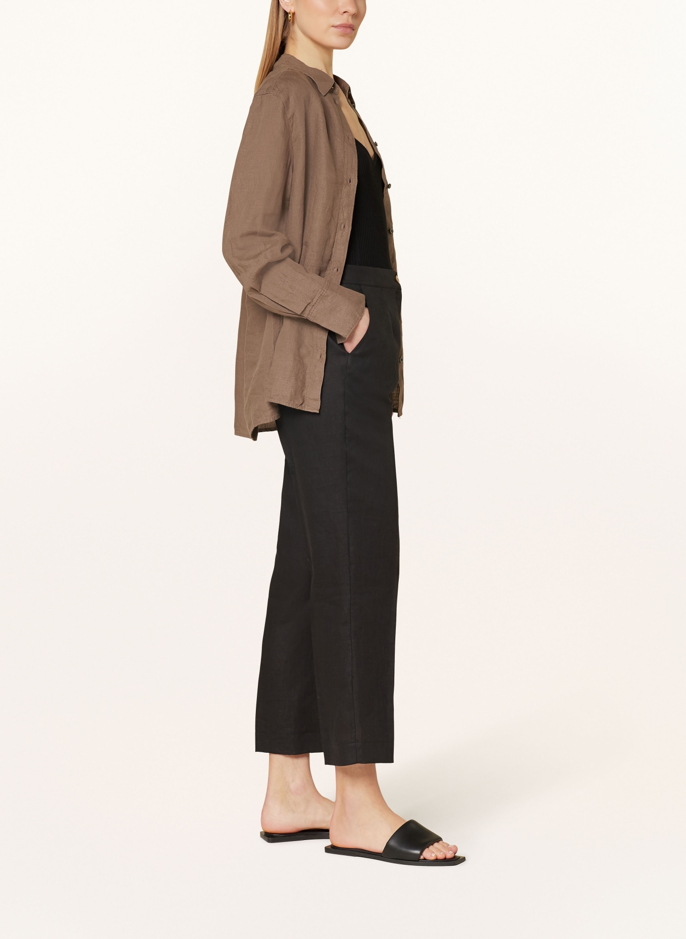 ELENA MIRO Linen culottes, Color: BLACK (Image 4)