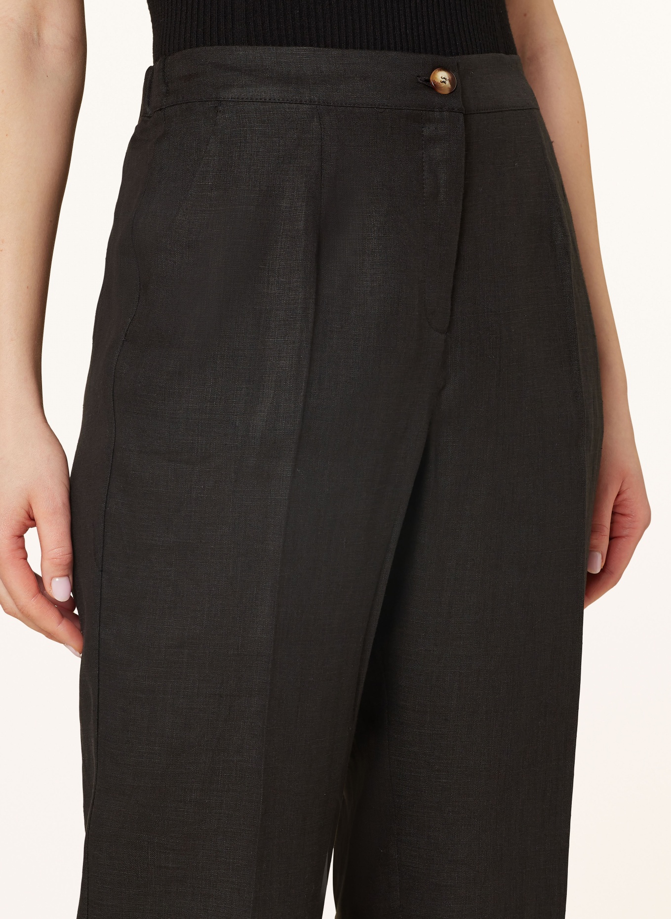 ELENA MIRO Linen culottes, Color: BLACK (Image 5)