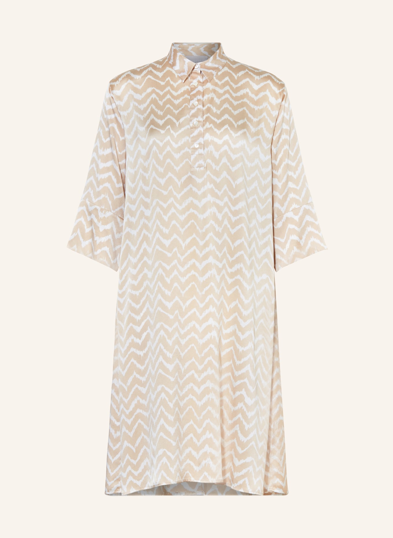 HEMISPHERE Silk dress with 3/4 sleeves, Color: CREAM/ WHITE (Image 1)