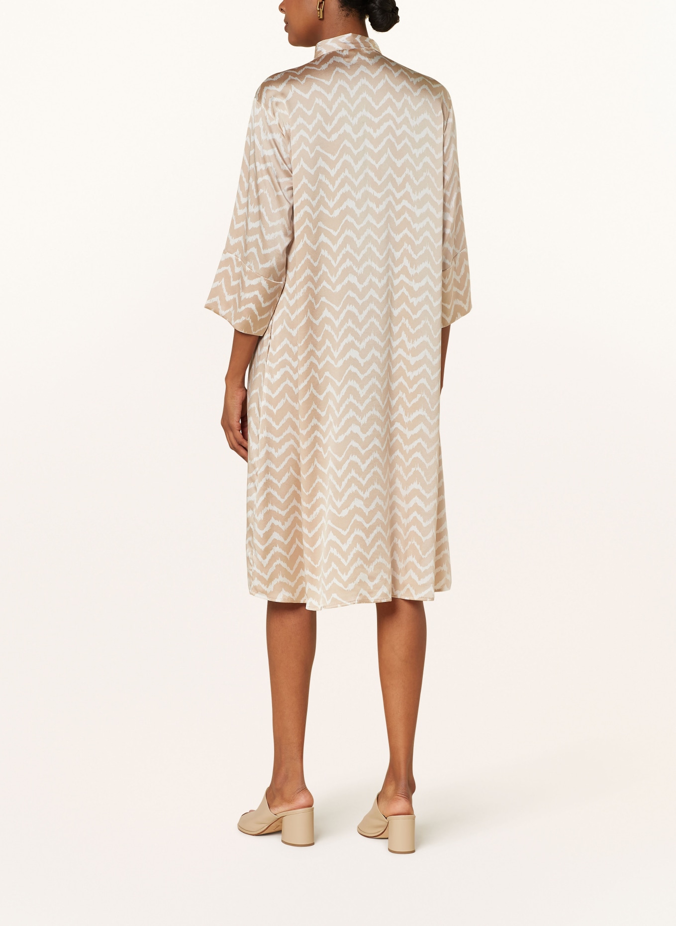 HEMISPHERE Silk dress with 3/4 sleeves, Color: CREAM/ WHITE (Image 3)